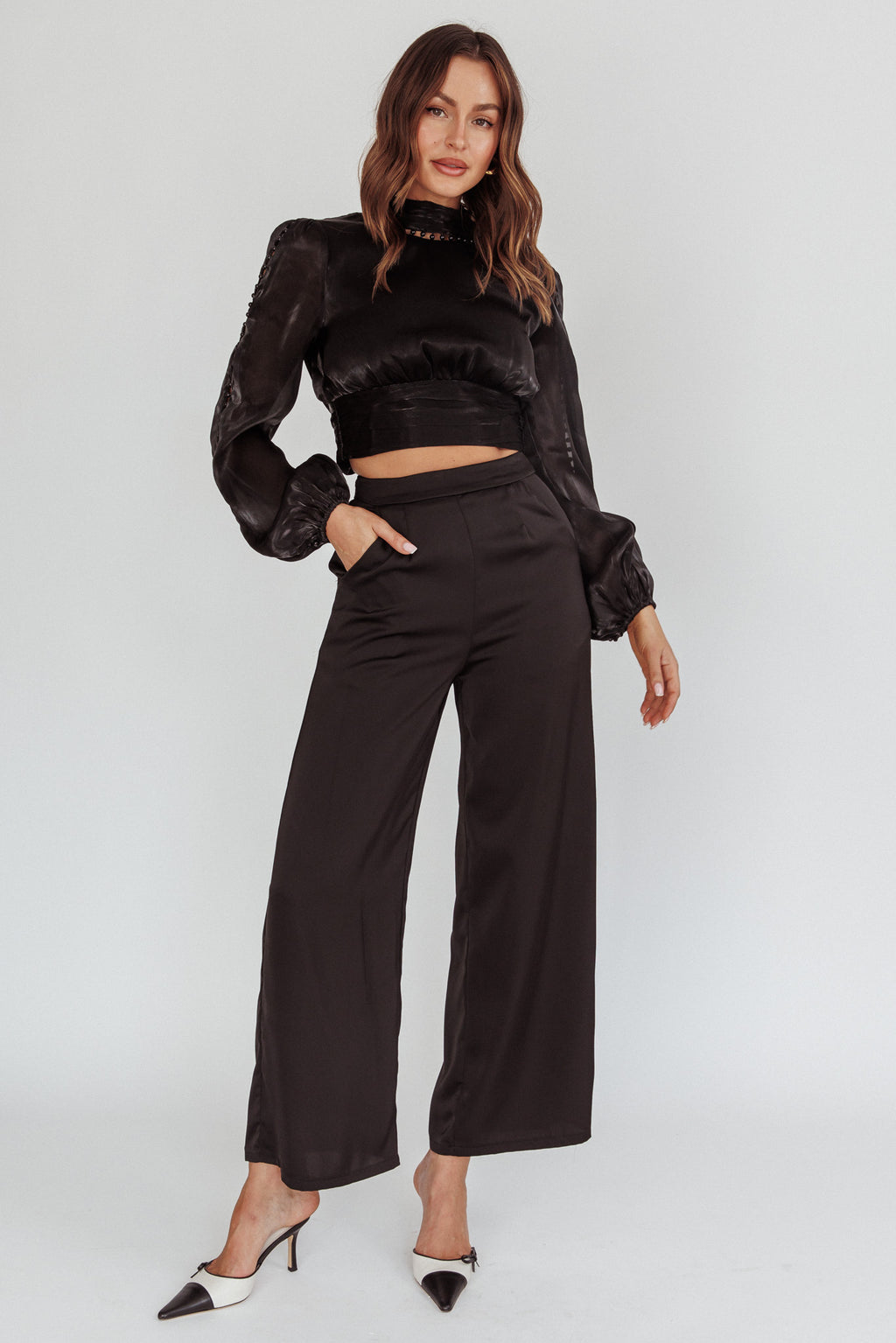 Caia Pearl Detail Open Back Top Black by Selfie Leslie Australia