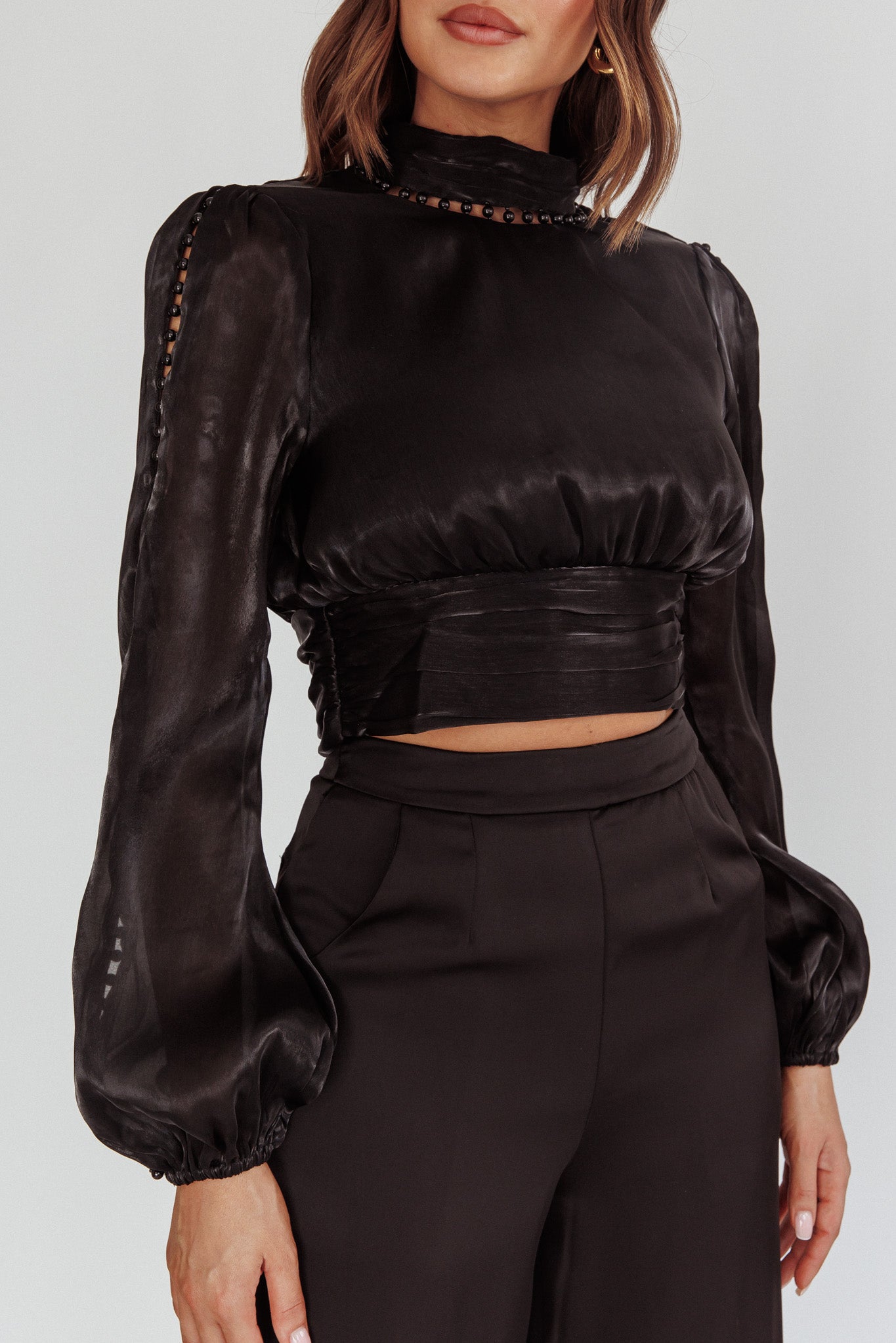 Caia Pearl Detail Open Back Top Black by Selfie Leslie Australia