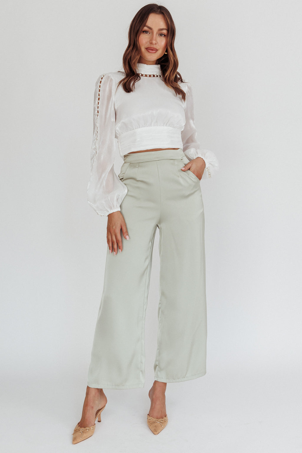 Caia Pearl Detail Open Back Top White by Selfie Leslie Australia