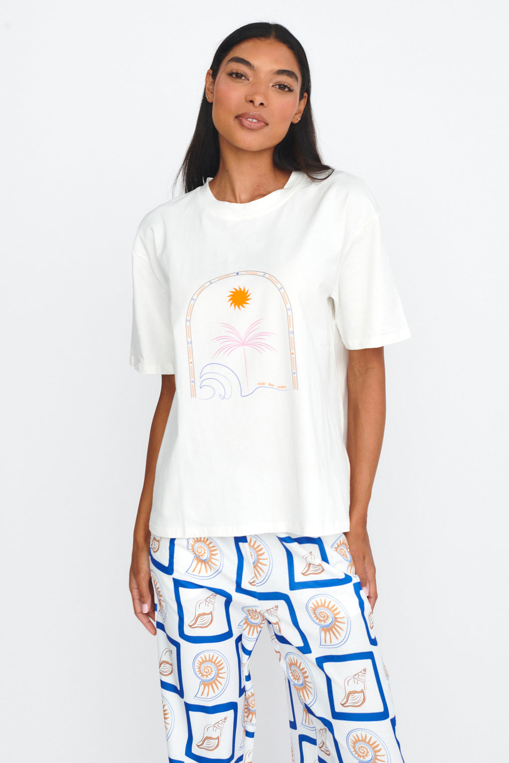 LOST IN LUNAR Ride The Wave Tee White by Selfie Leslie Australia