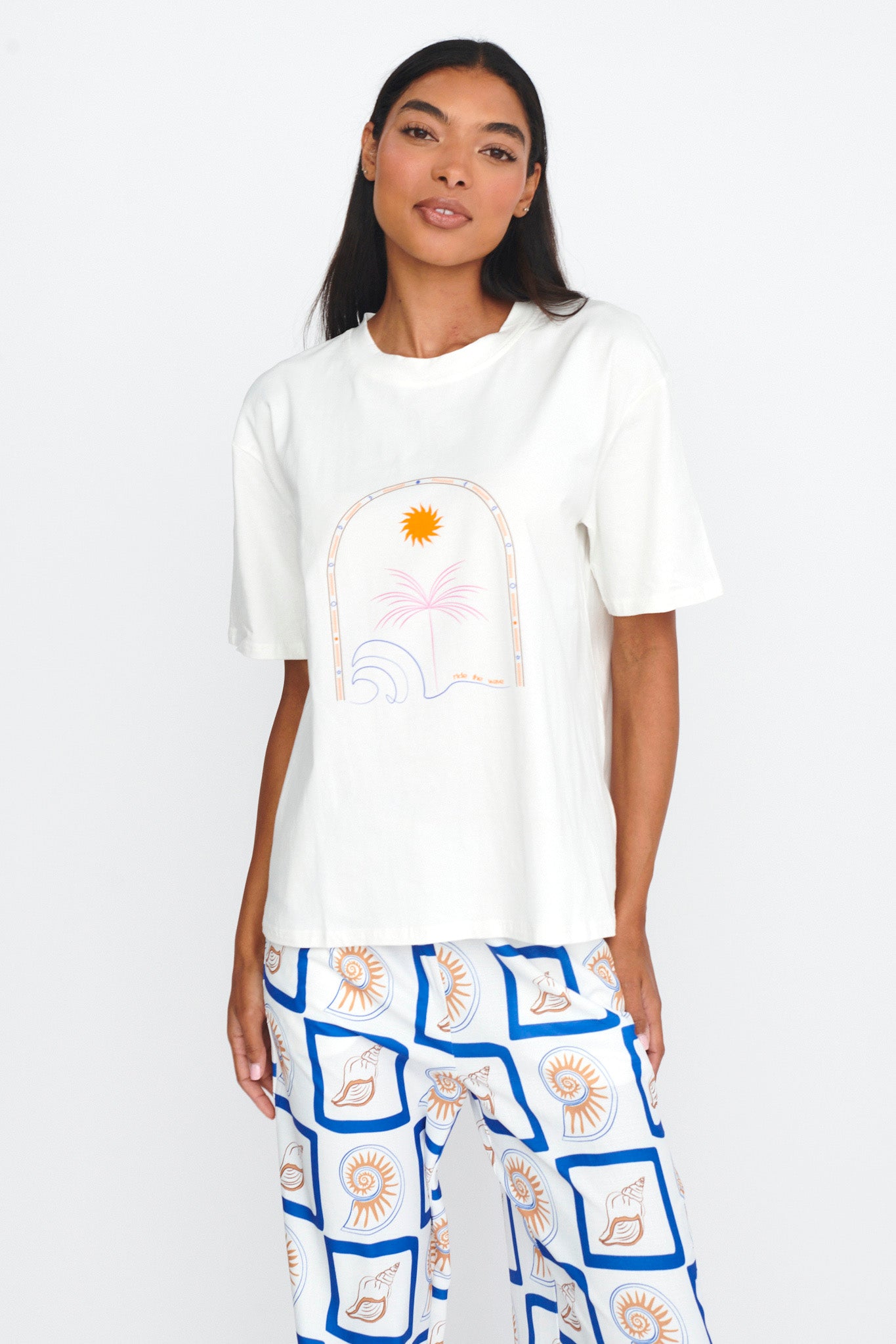 LOST IN LUNAR Ride The Wave Tee White by Selfie Leslie Australia