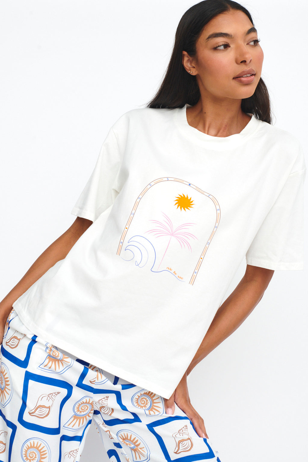 LOST IN LUNAR Ride The Wave Tee White by Selfie Leslie Australia