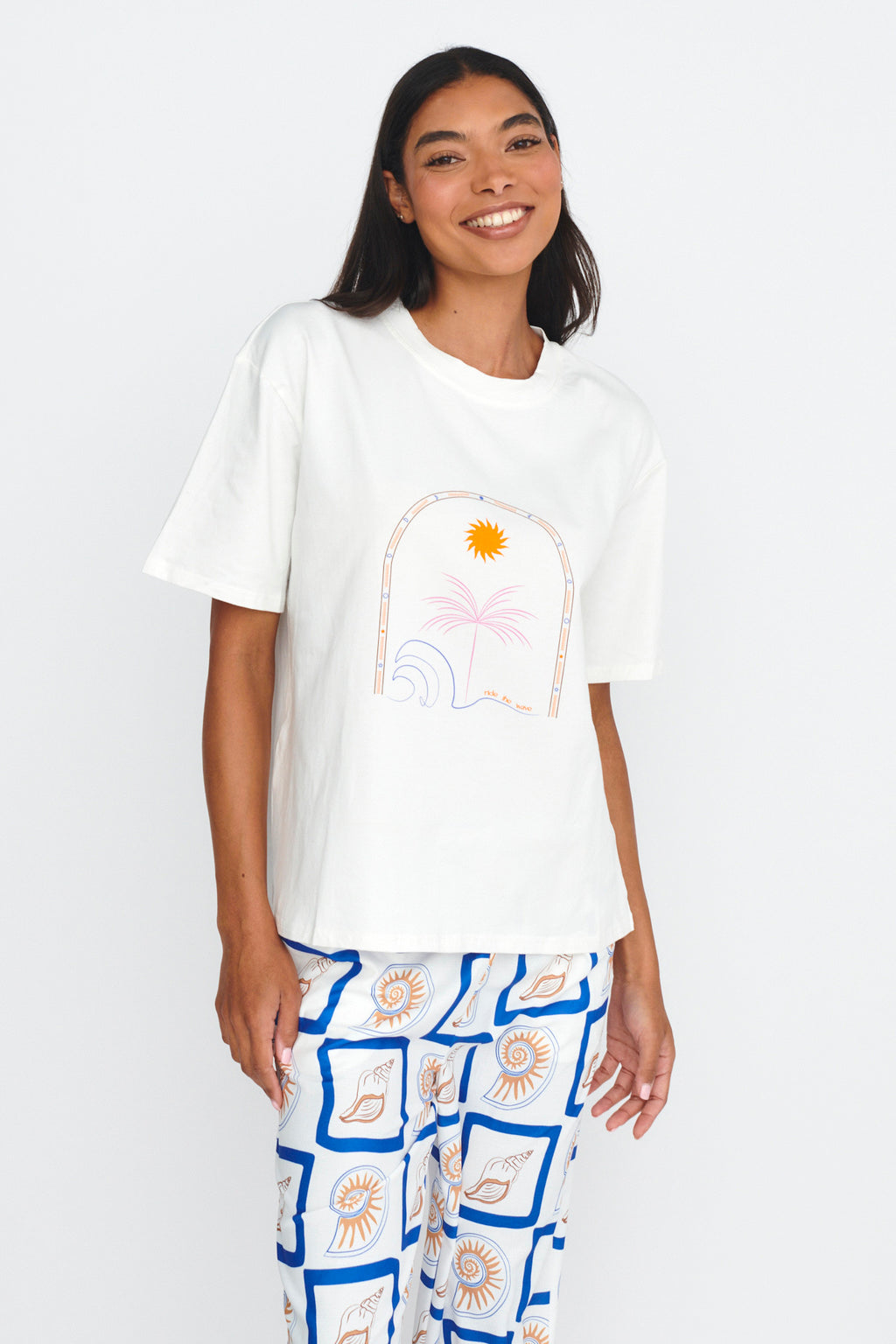LOST IN LUNAR Ride The Wave Tee White by Selfie Leslie Australia