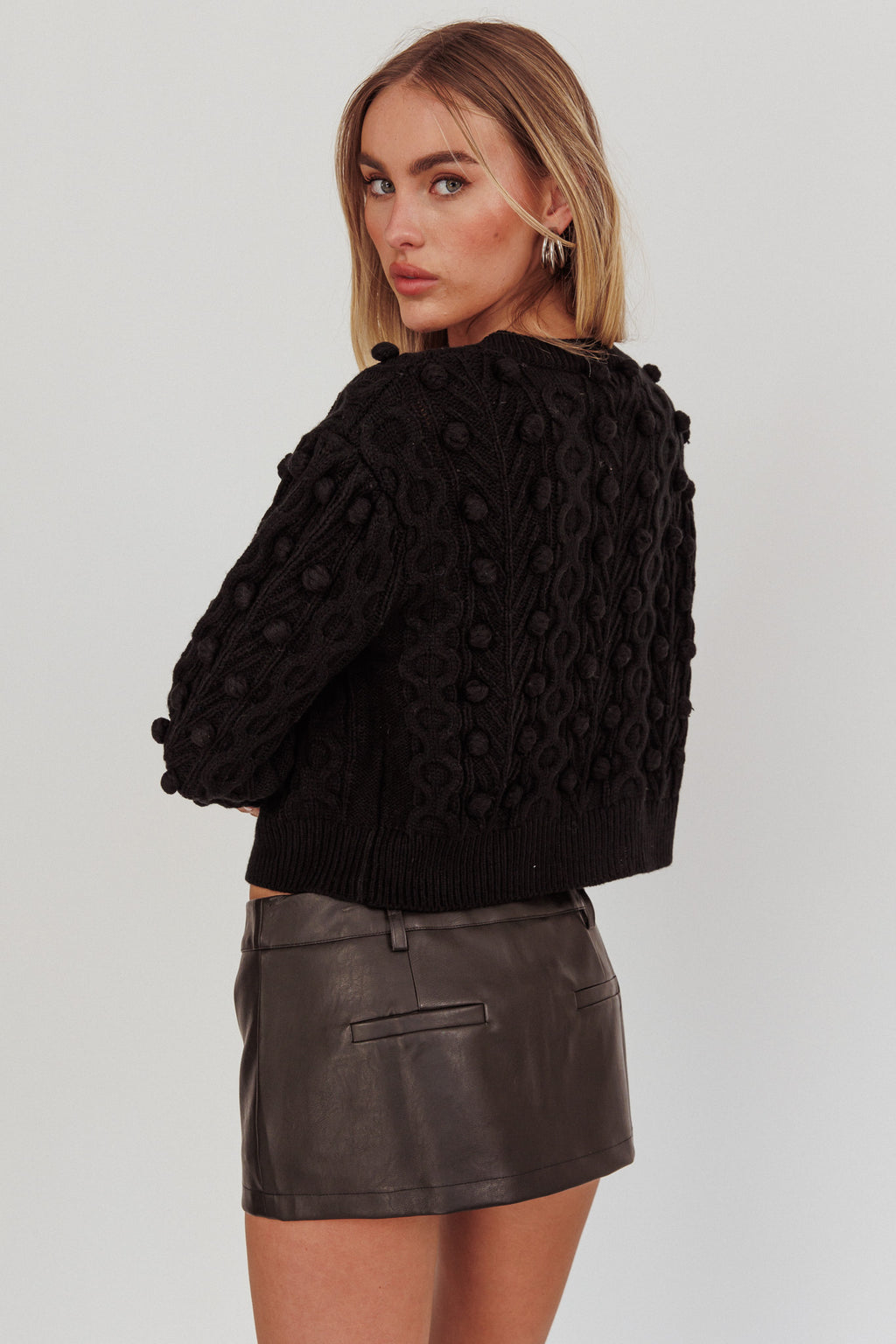 Tera Velvet Bow Cardigan Black by Selfie Leslie Australia