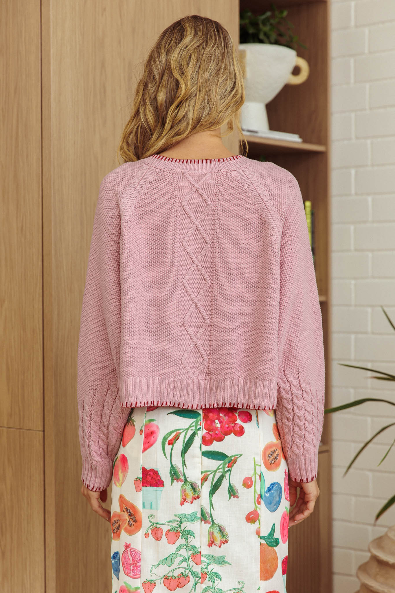 Early Snow Blanket Stitch Bow Cardigan Light Pink by Selfie Leslie Australia