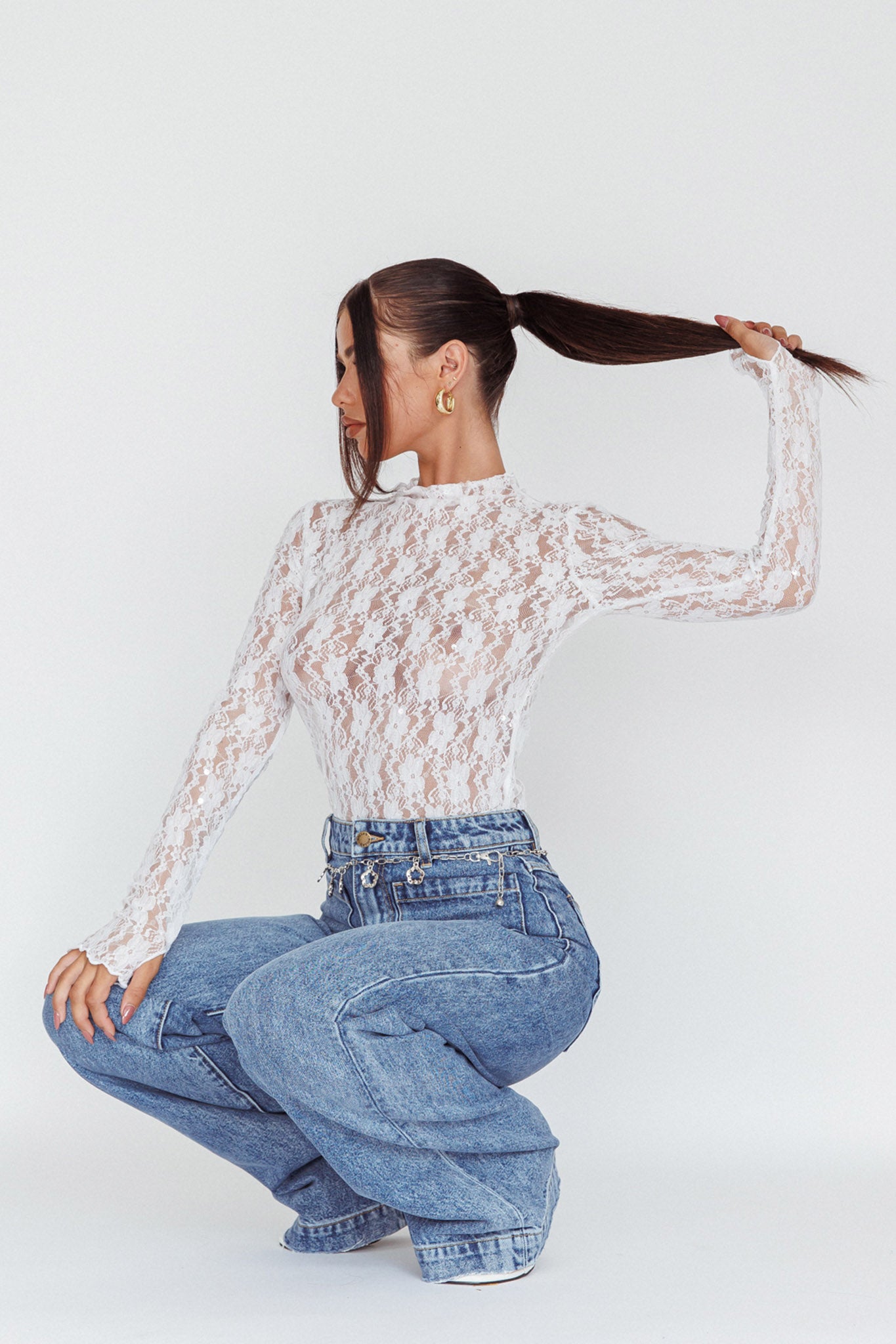 Angel Baby Long Sleeve Lace Top White by Selfie Leslie Australia