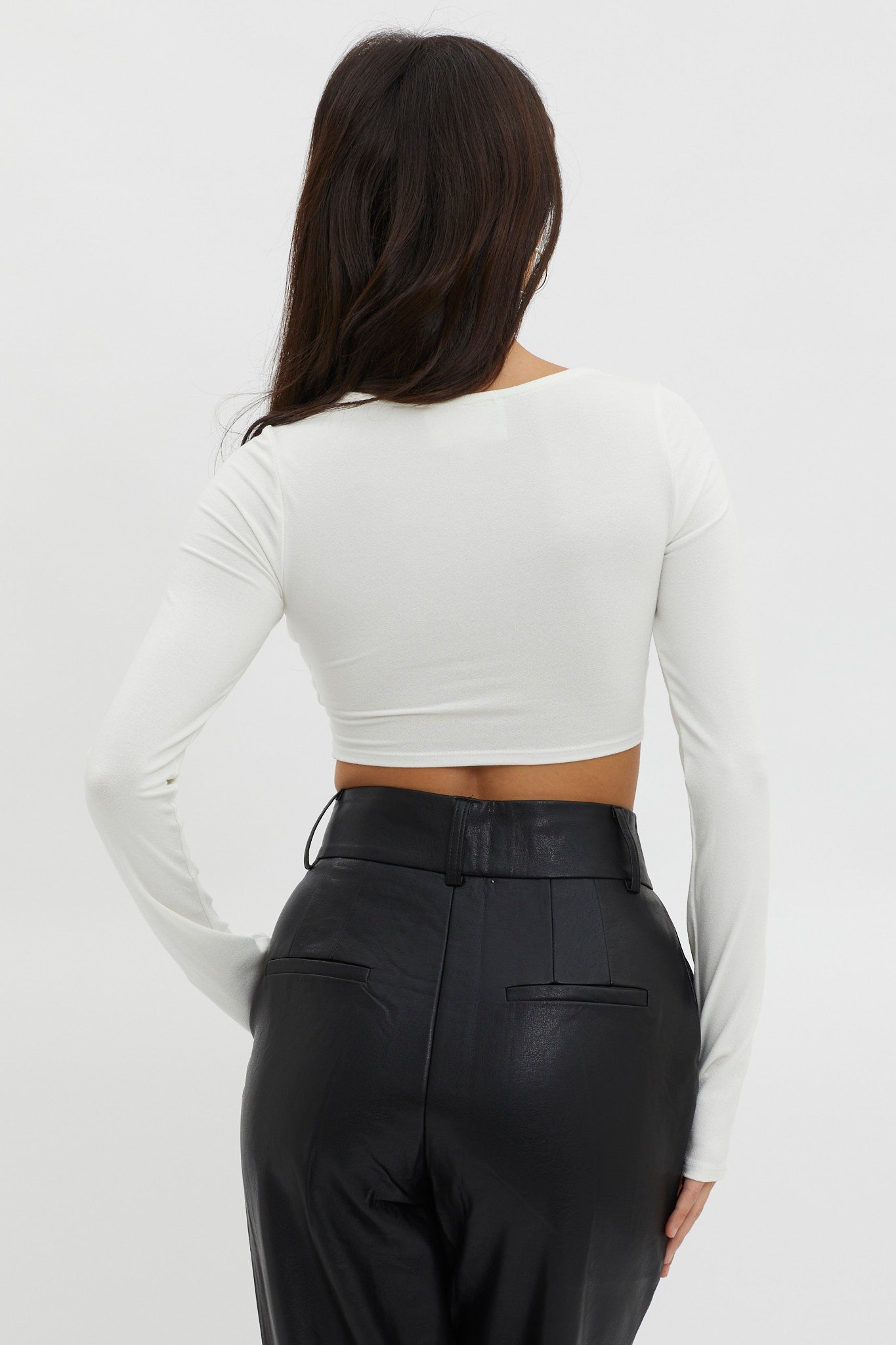 Foxy Twist Long Sleeve Crop Top White by Selfie Leslie Australia