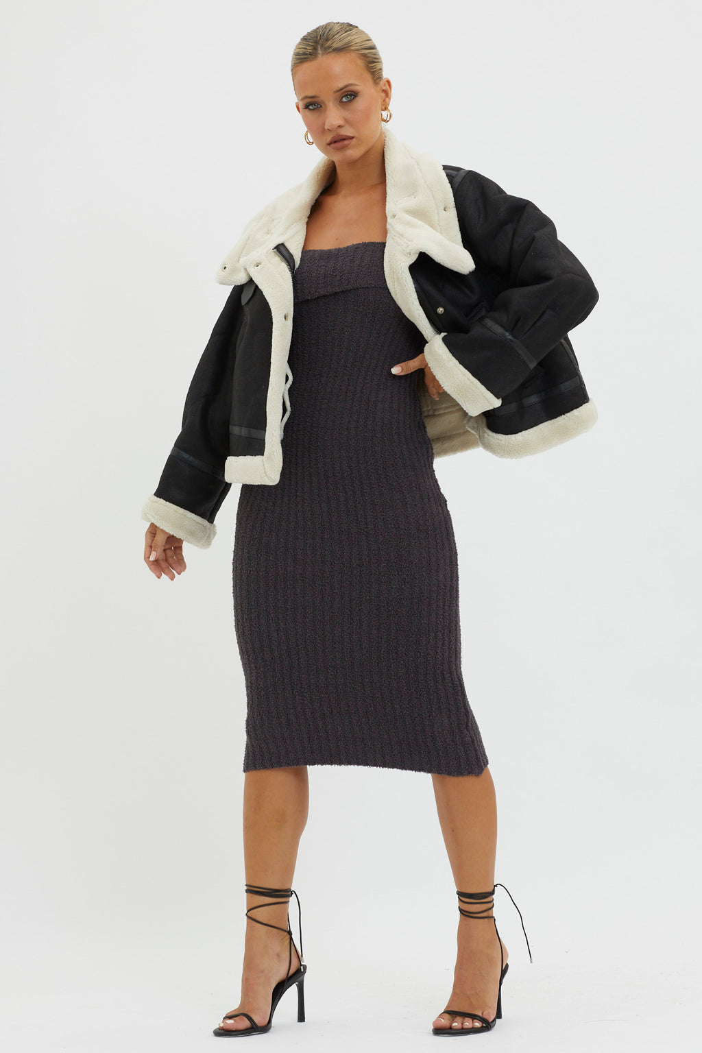 Wintertide Sherpa Trim Jacket Black by Selfie Leslie Australia