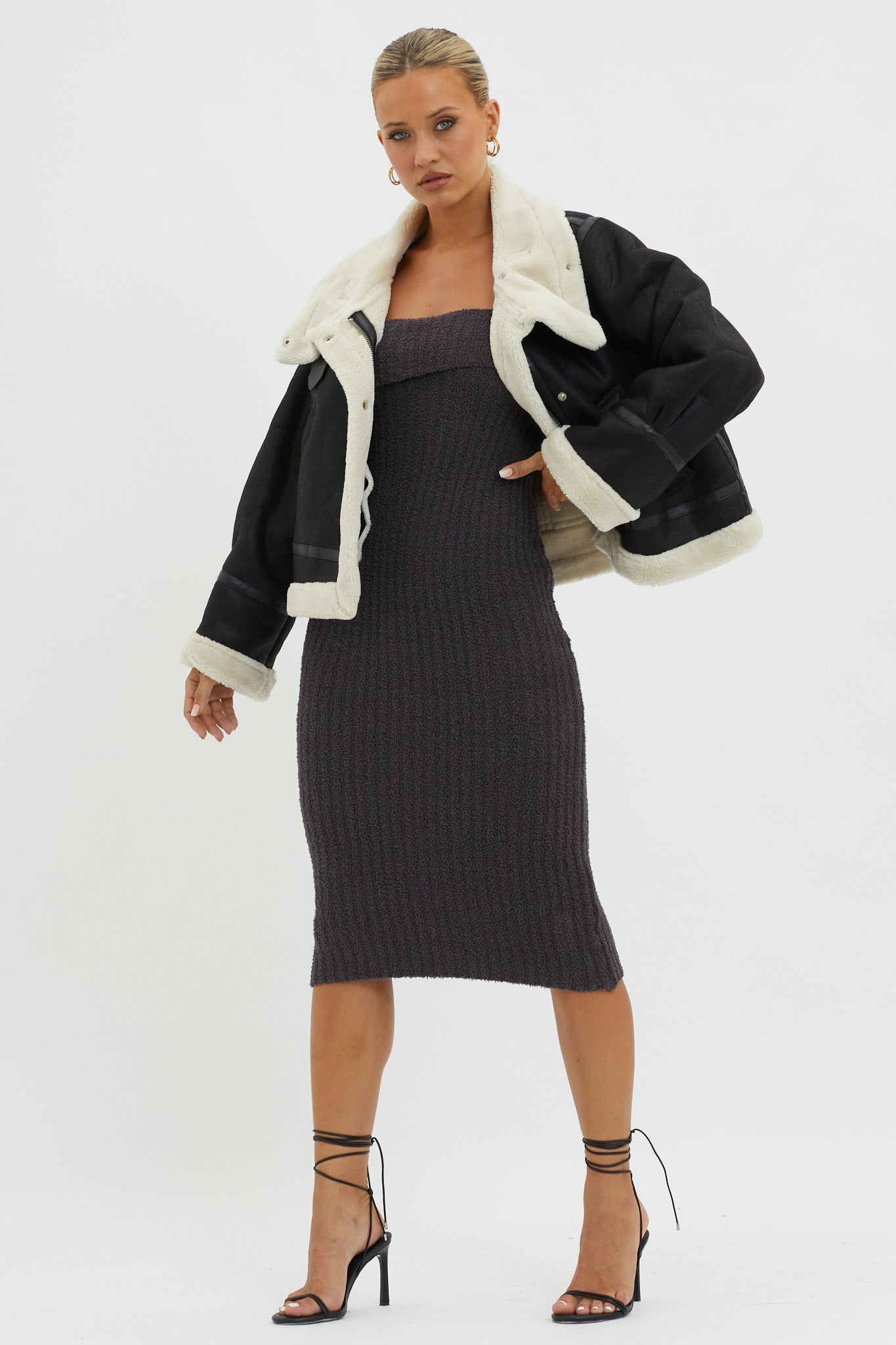 Wintertide Sherpa Trim Jacket Black by Selfie Leslie Australia