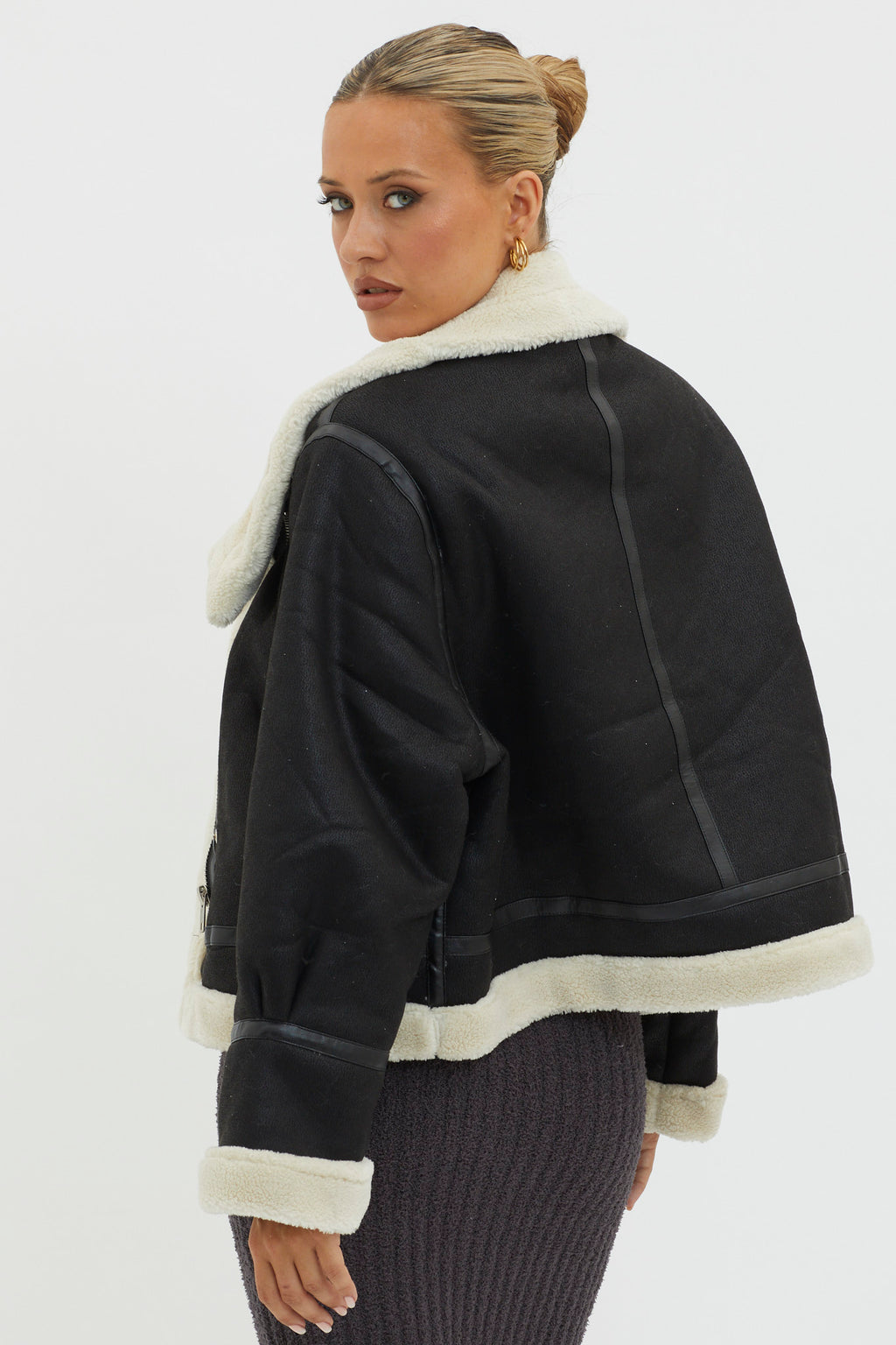 Wintertide Sherpa Trim Jacket Black by Selfie Leslie Australia