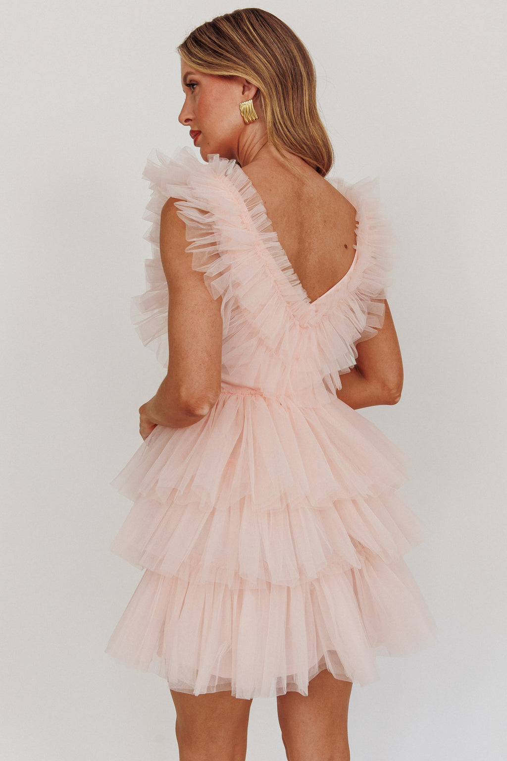 Froufrou Layered Tulle Mini Dress Blush by Selfie Leslie Australia