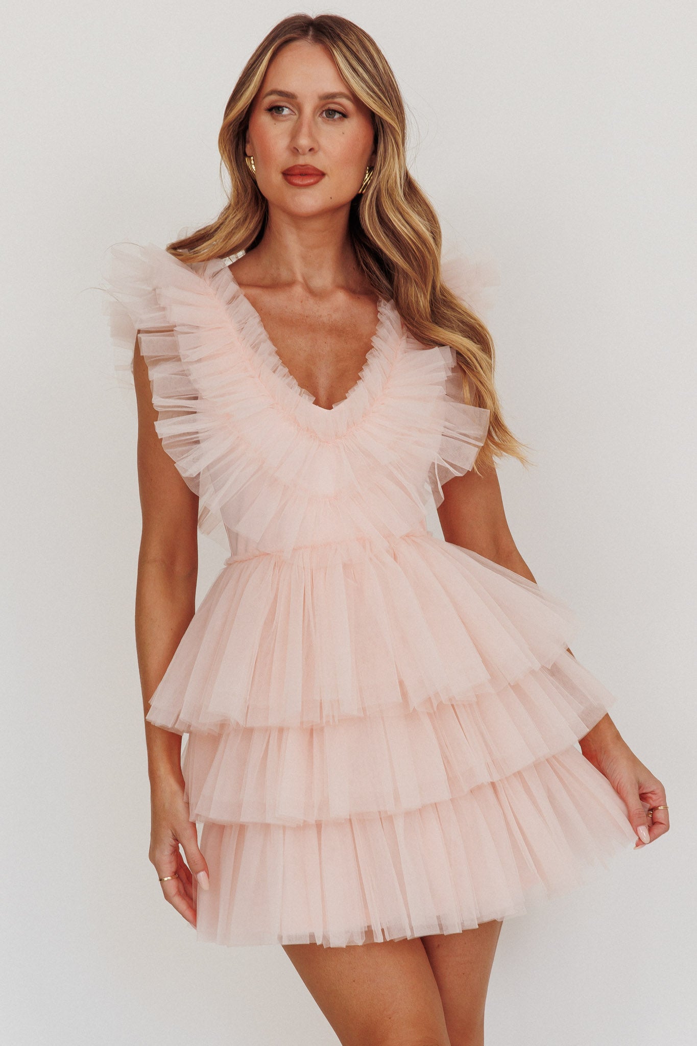 Froufrou Layered Tulle Mini Dress Blush by Selfie Leslie Australia