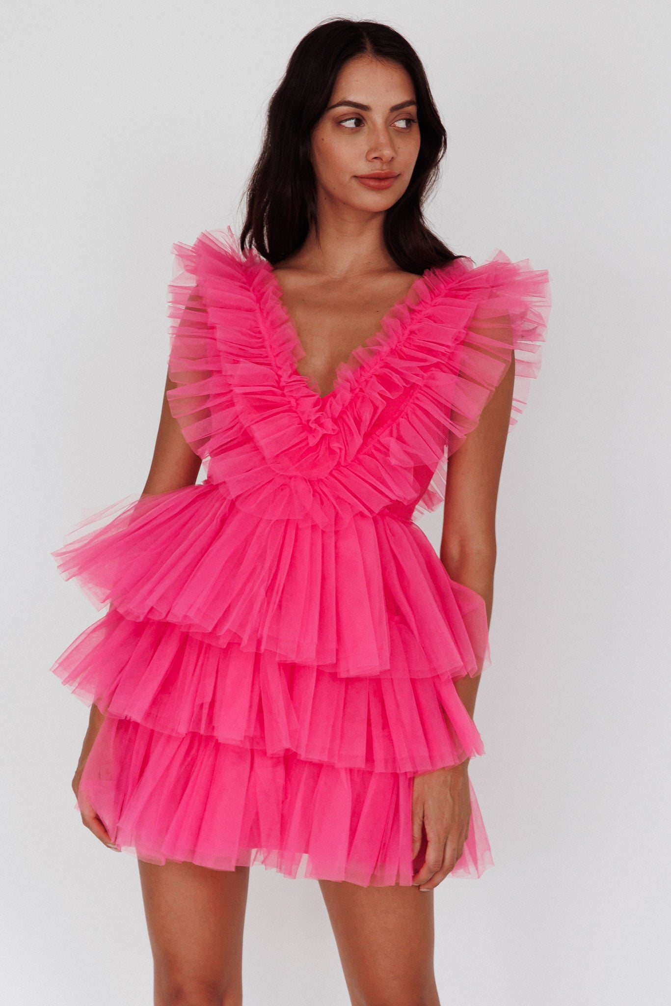 Froufrou Layered Tulle Mini Dress Hot Pink by Selfie Leslie Australia