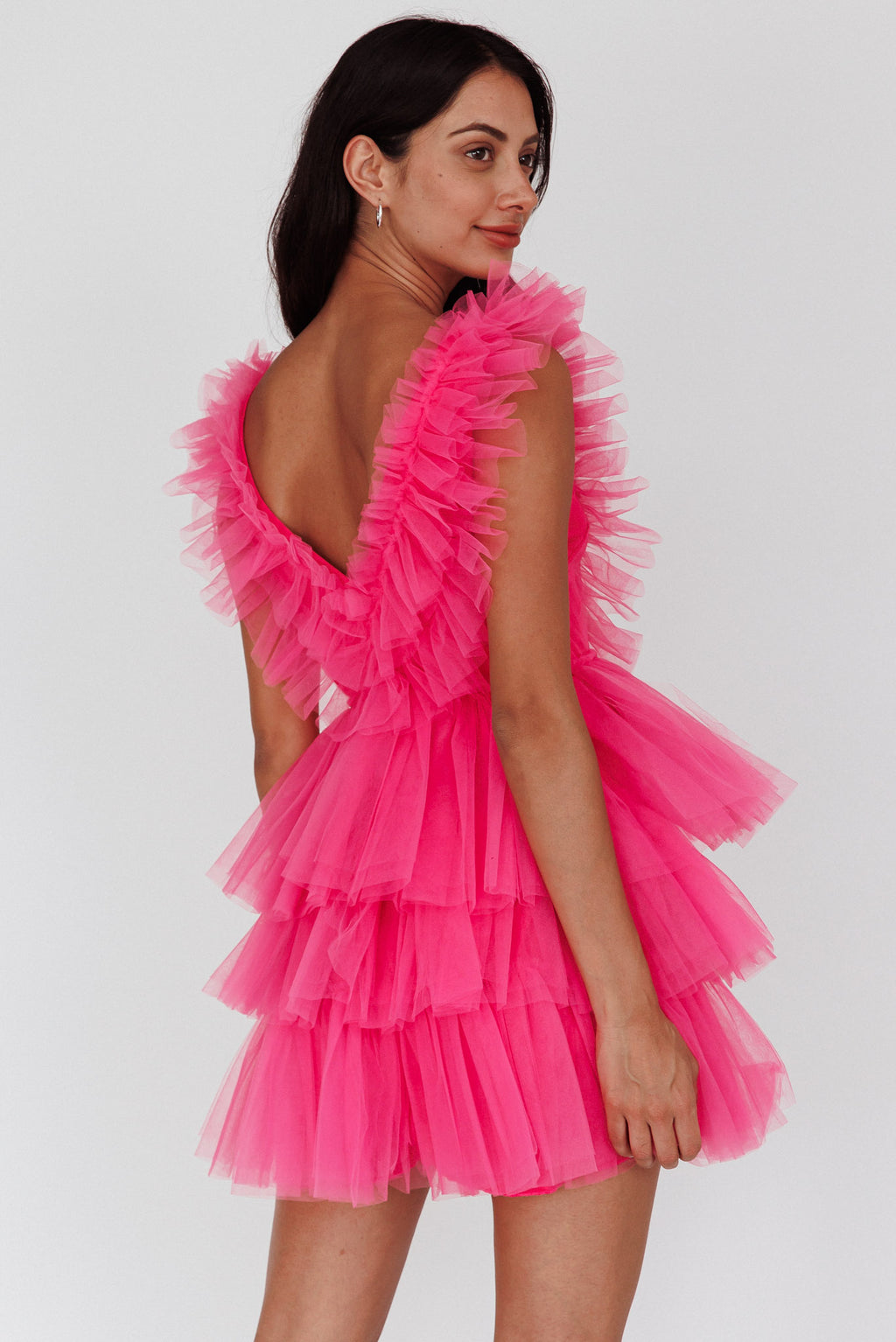 Froufrou Layered Tulle Mini Dress Hot Pink by Selfie Leslie Australia