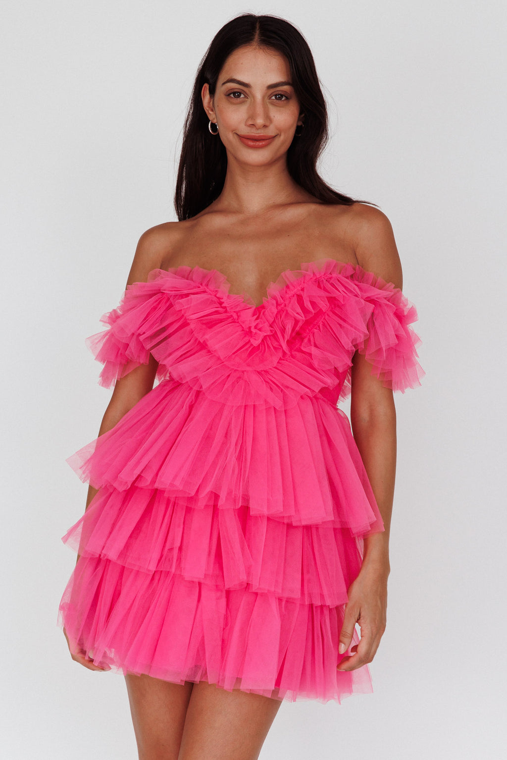 Froufrou Layered Tulle Mini Dress Hot Pink by Selfie Leslie Australia