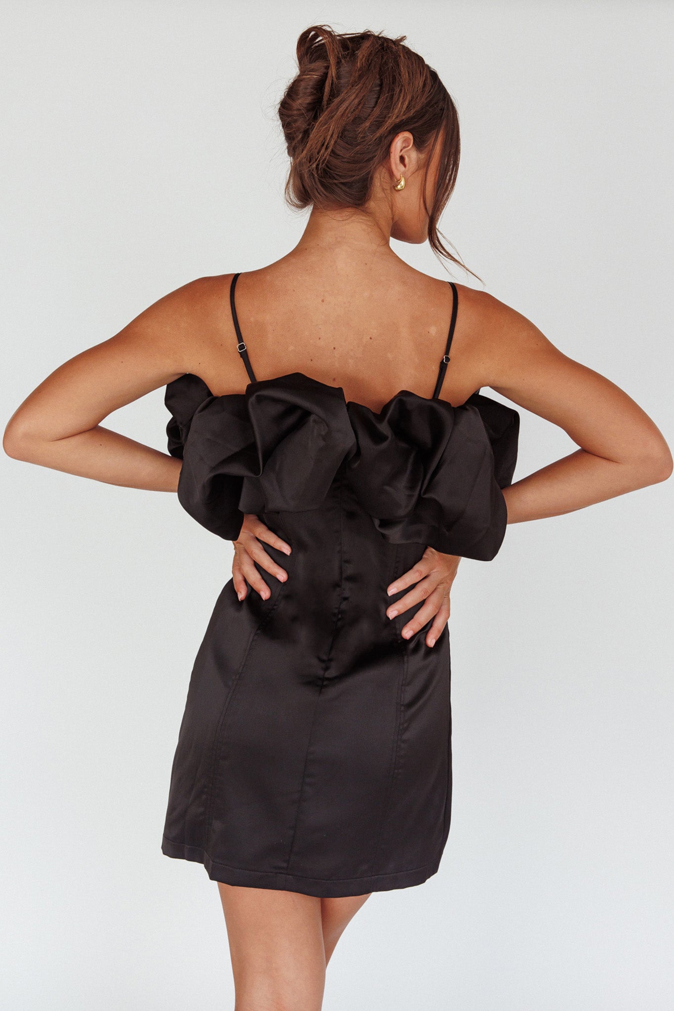 All The Drama Bubble Neckline Mini Dress Black by Selfie Leslie Australia