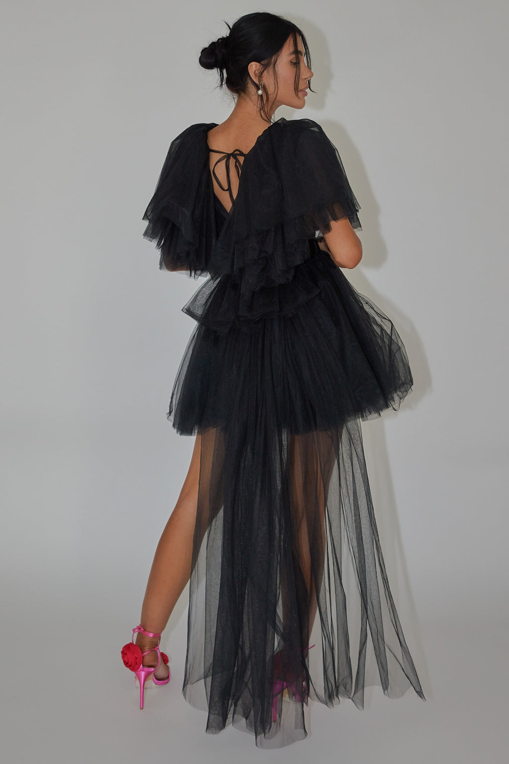 Star Power Tulle Train Mini Dress Black by Selfie Leslie Australia