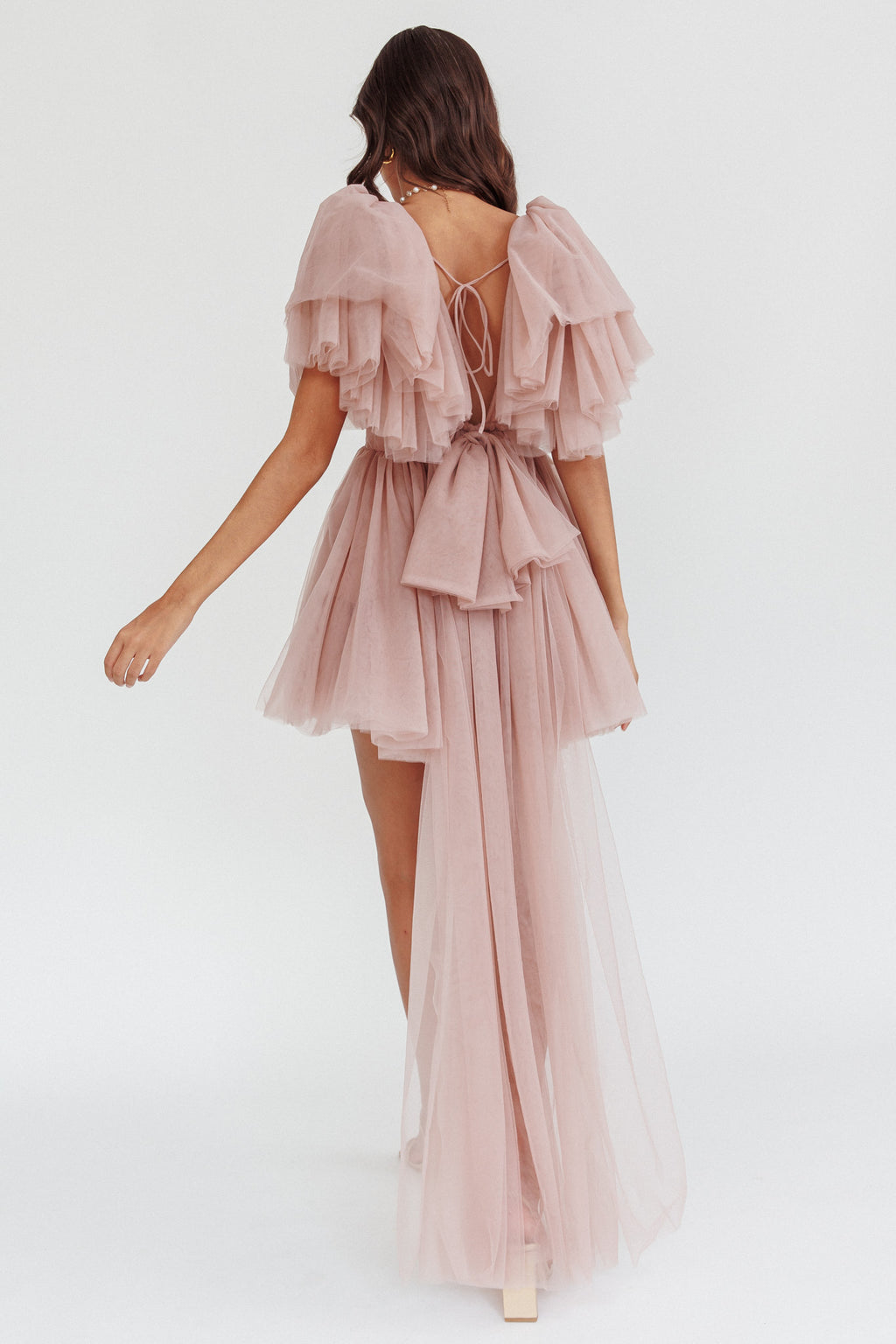 Star Power Tulle Train Mini Dress Blush by Selfie Leslie Australia
