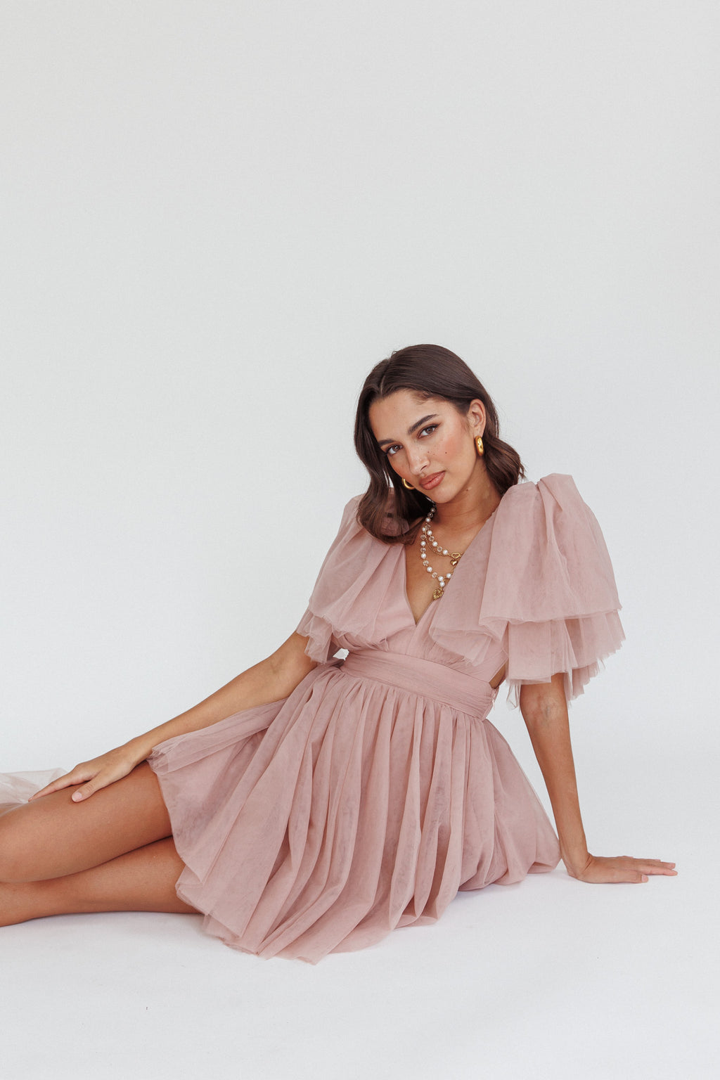Star Power Tulle Train Mini Dress Blush by Selfie Leslie Australia