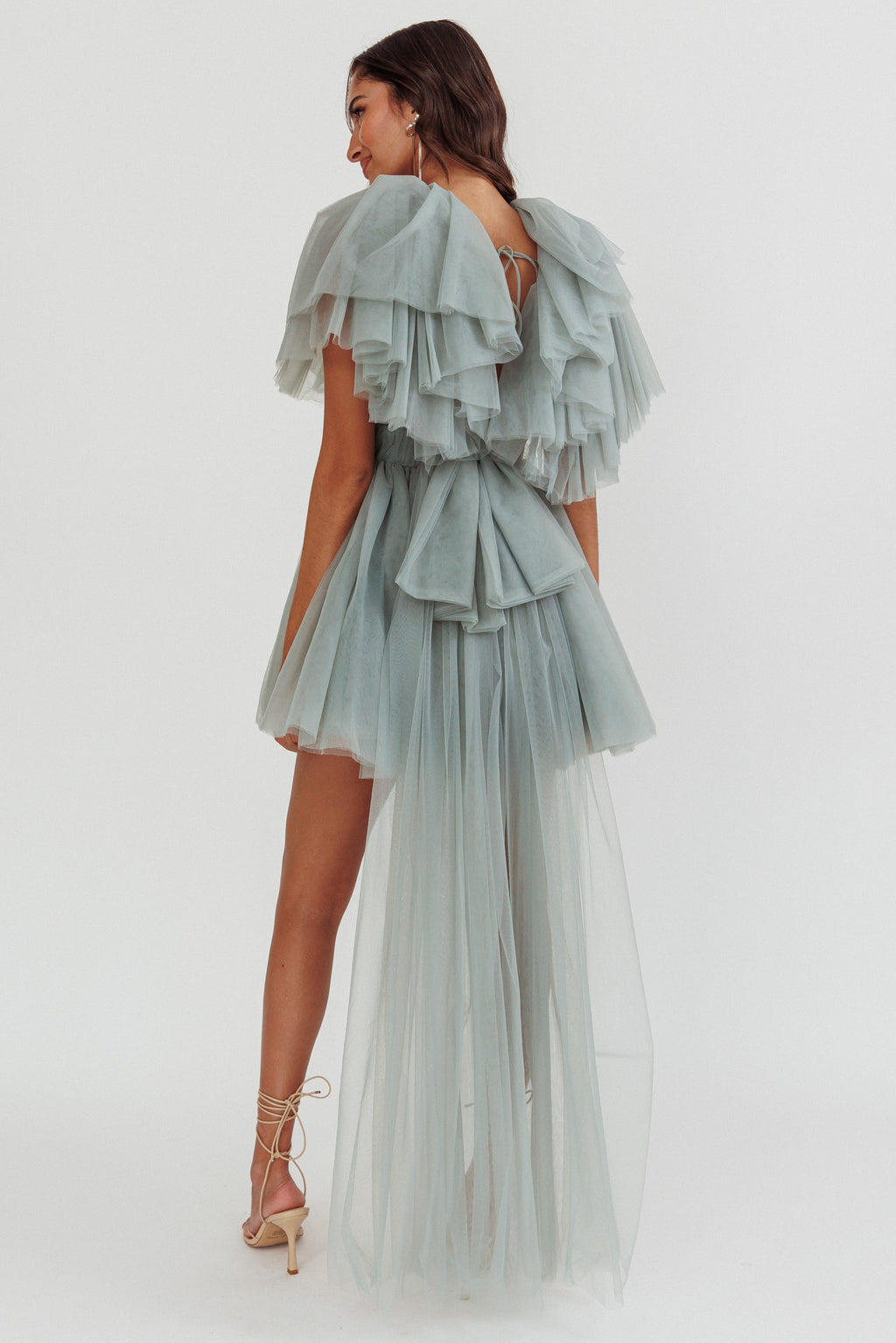 Star Power Tulle Train Mini Dress Pistachio by Selfie Leslie Australia