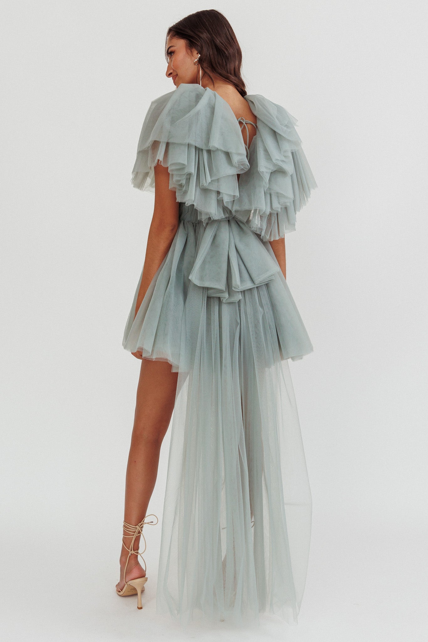 Star Power Tulle Train Mini Dress Pistachio by Selfie Leslie Australia