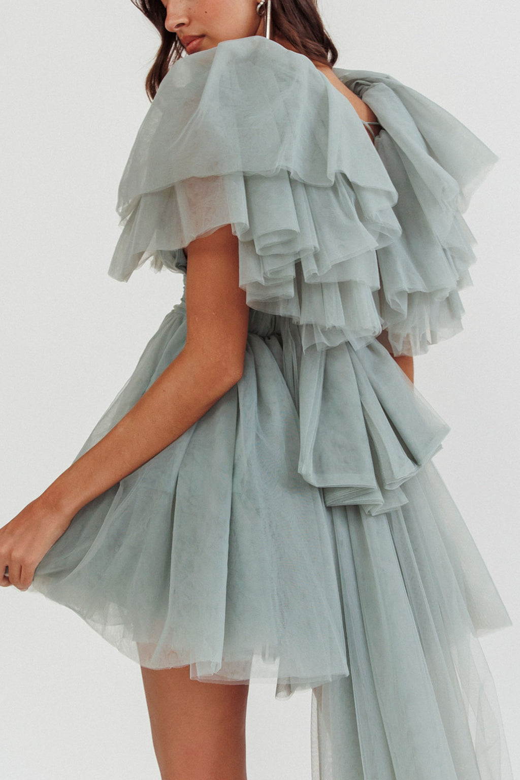 Star Power Tulle Train Mini Dress Pistachio by Selfie Leslie Australia