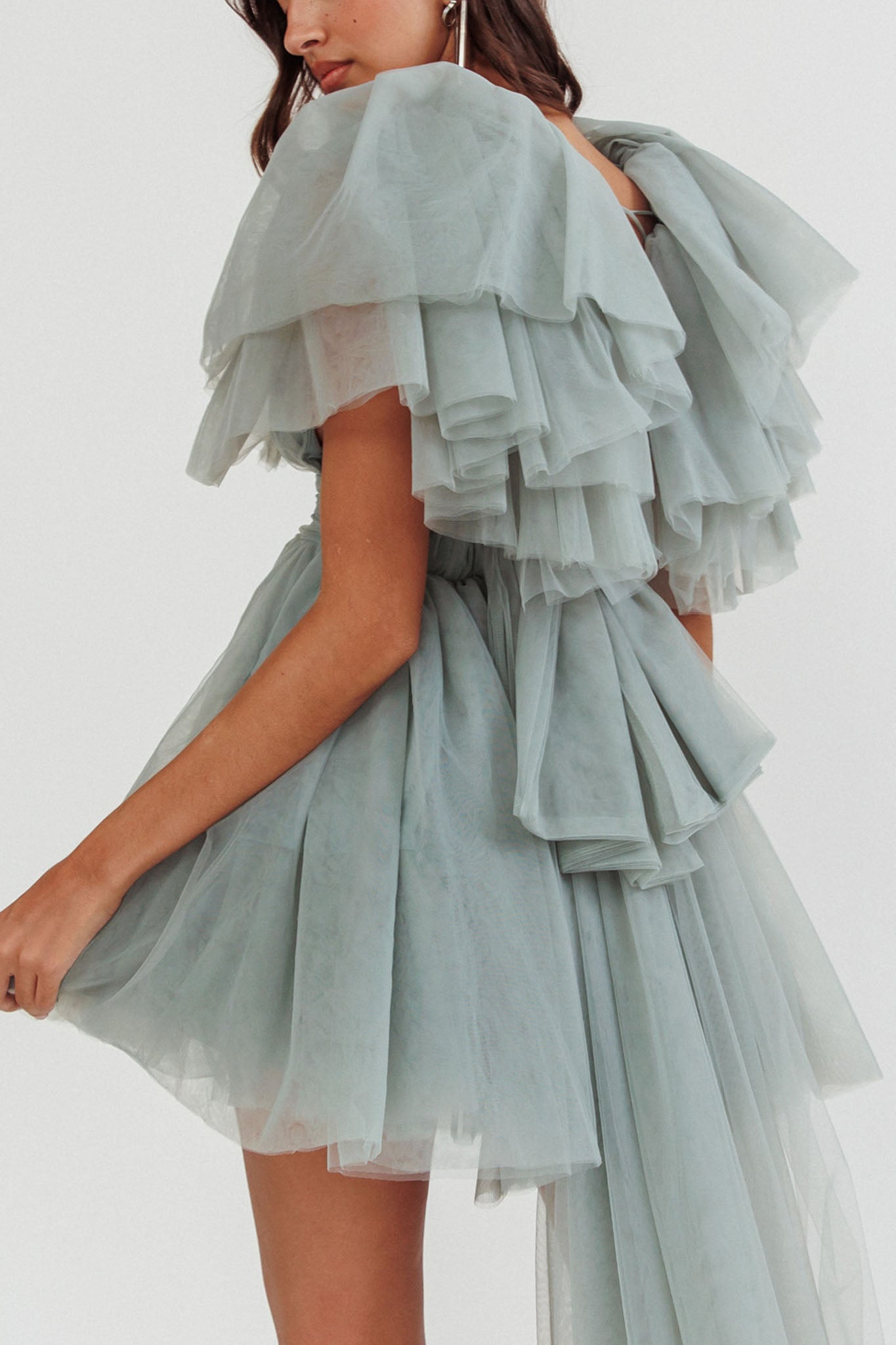 Star Power Tulle Train Mini Dress Pistachio by Selfie Leslie Australia