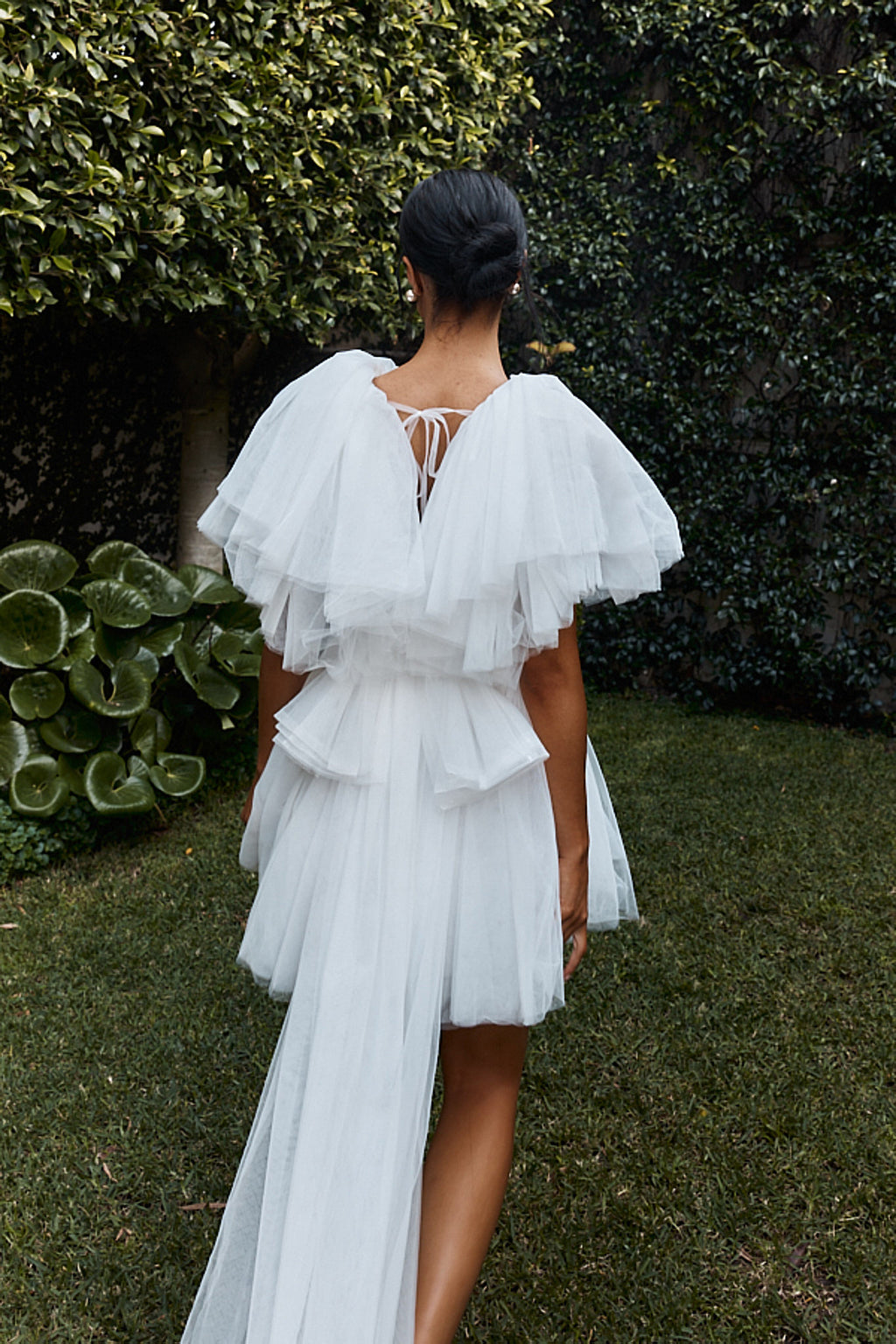 Star Power Tulle Train Mini Dress White by Selfie Leslie Australia