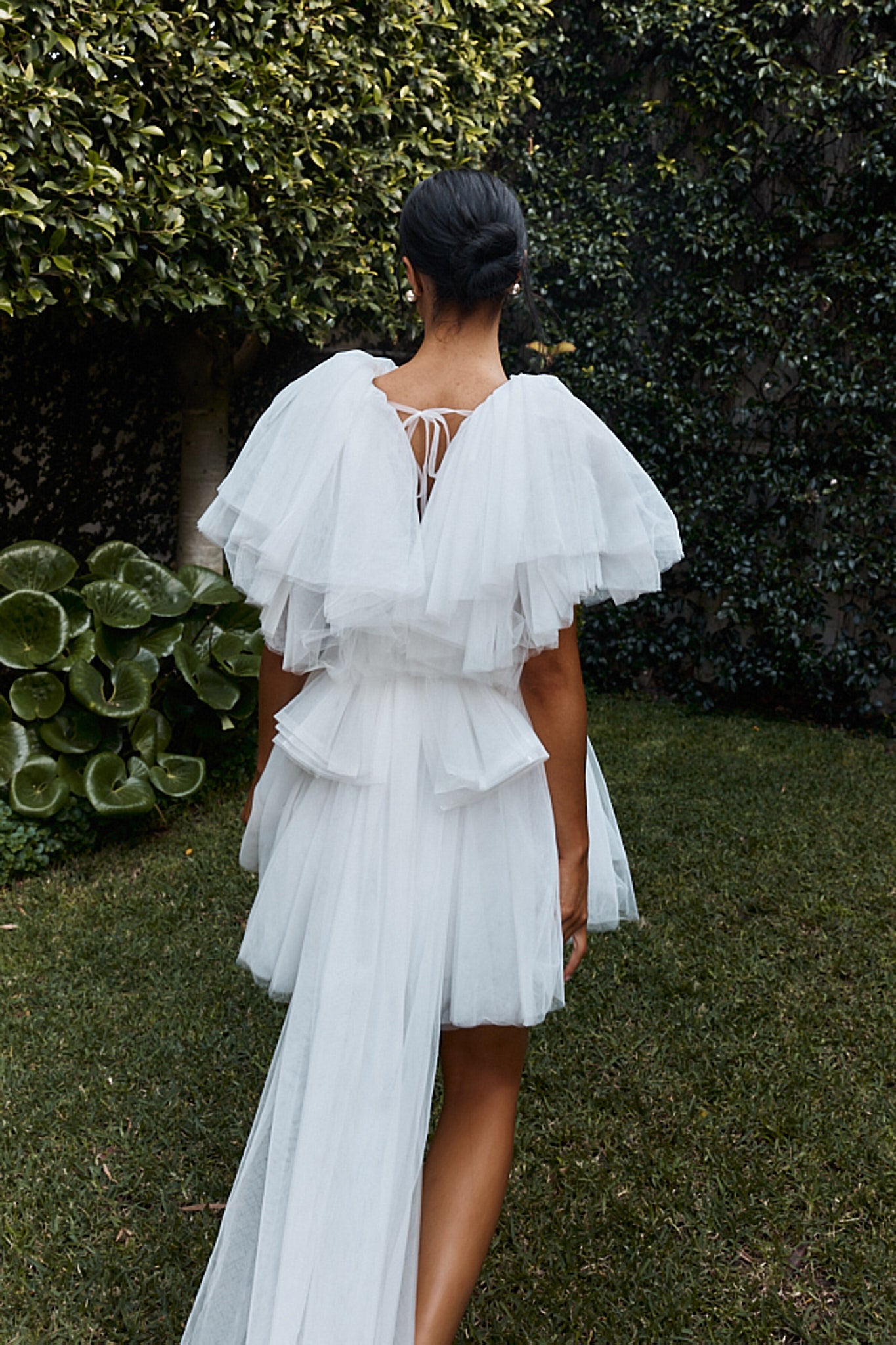 Star Power Tulle Train Mini Dress White by Selfie Leslie Australia