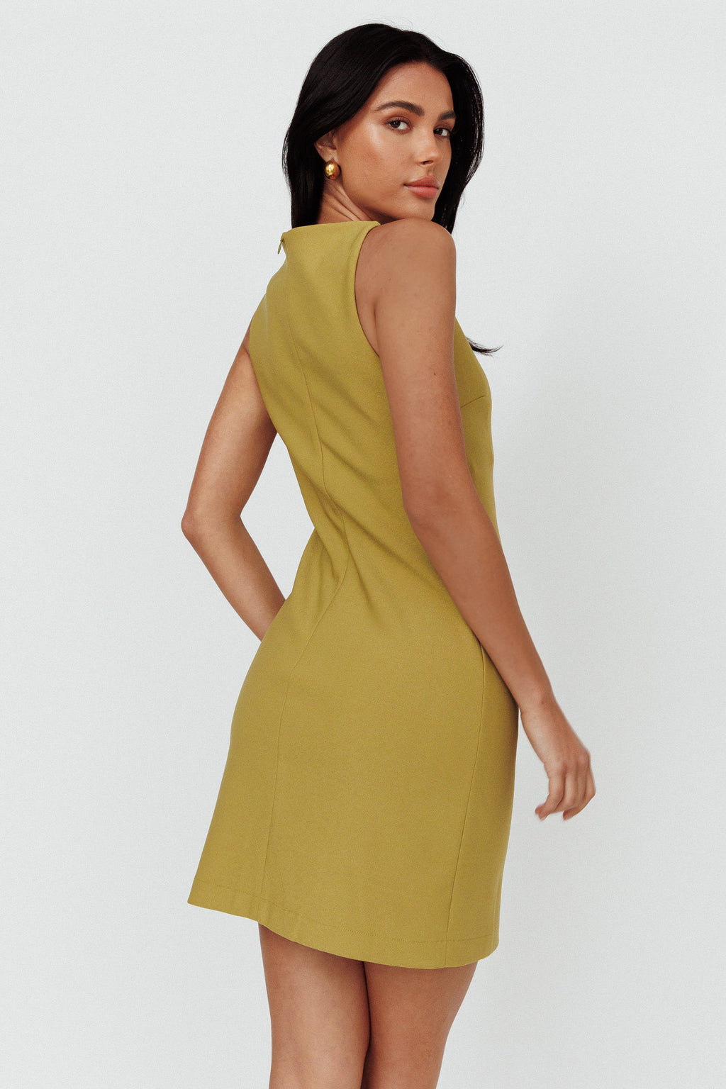 Anjali Sleeveless Shift Dress Moss Green by Selfie Leslie Australia
