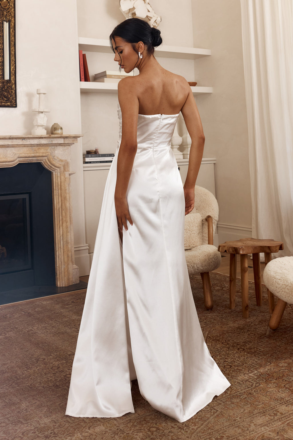 Ahava Sweetheart Applique Satin Maxi Dress White by Selfie Leslie Australia
