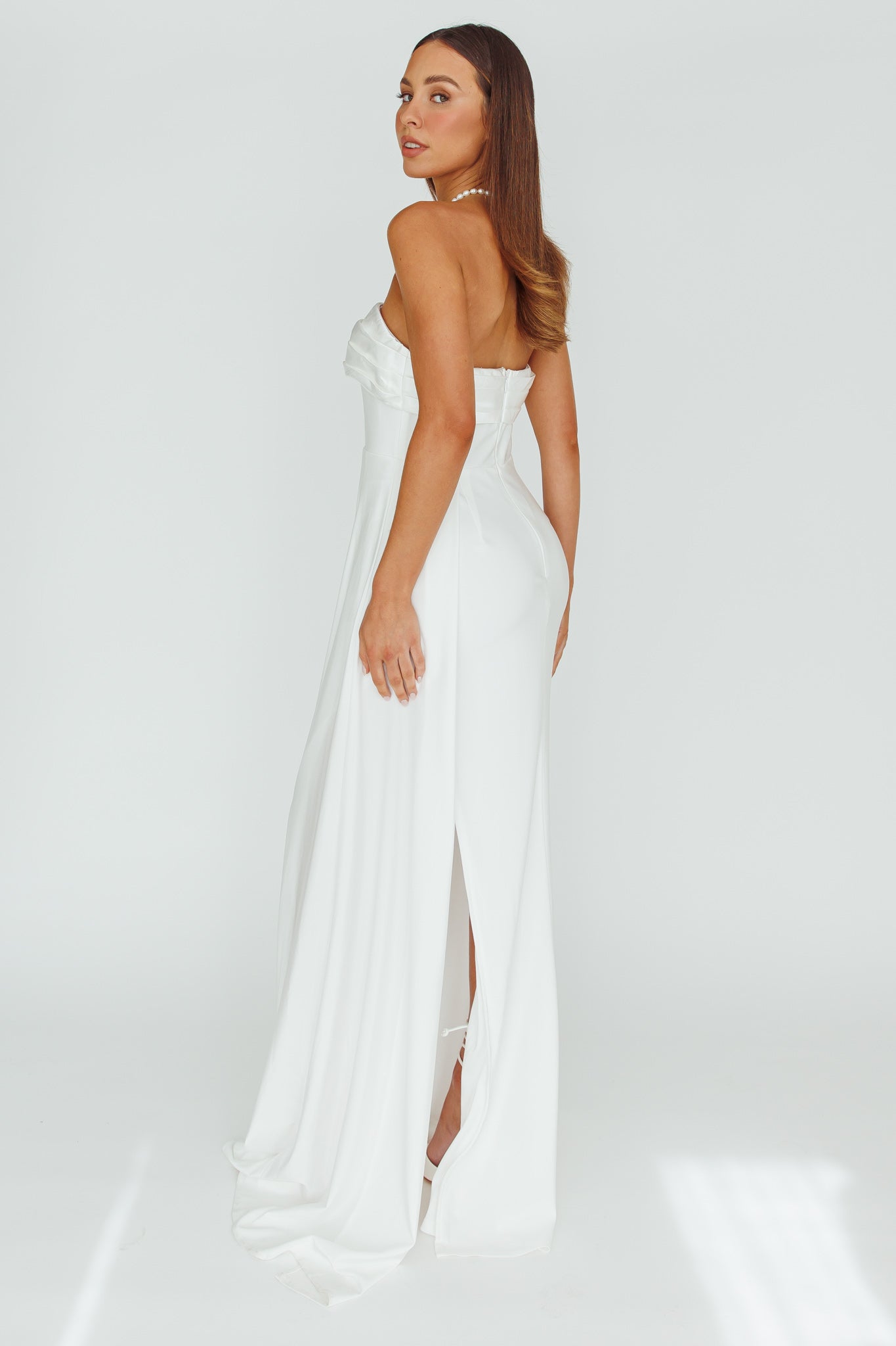 The One Strapless Maxi Dress White by Selfie Leslie Australia
