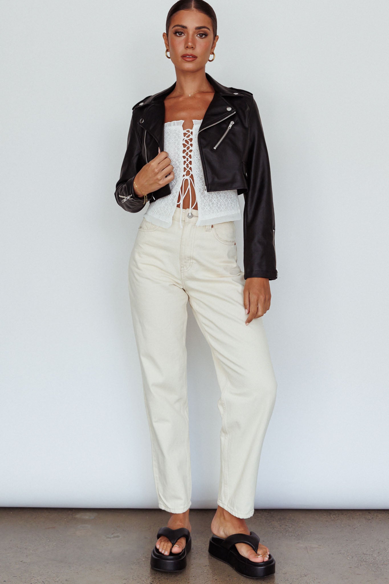Toulouse Faux Leather Jacket Black by Selfie Leslie Australia
