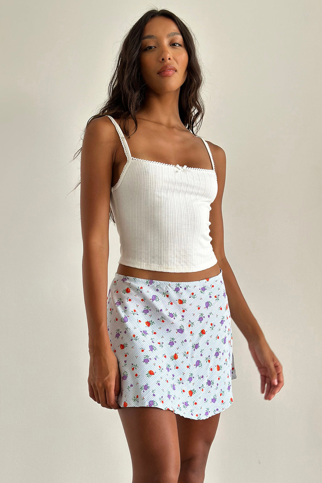 Mckenna Mini Skirt Blue Floral by Selfie Leslie Australia