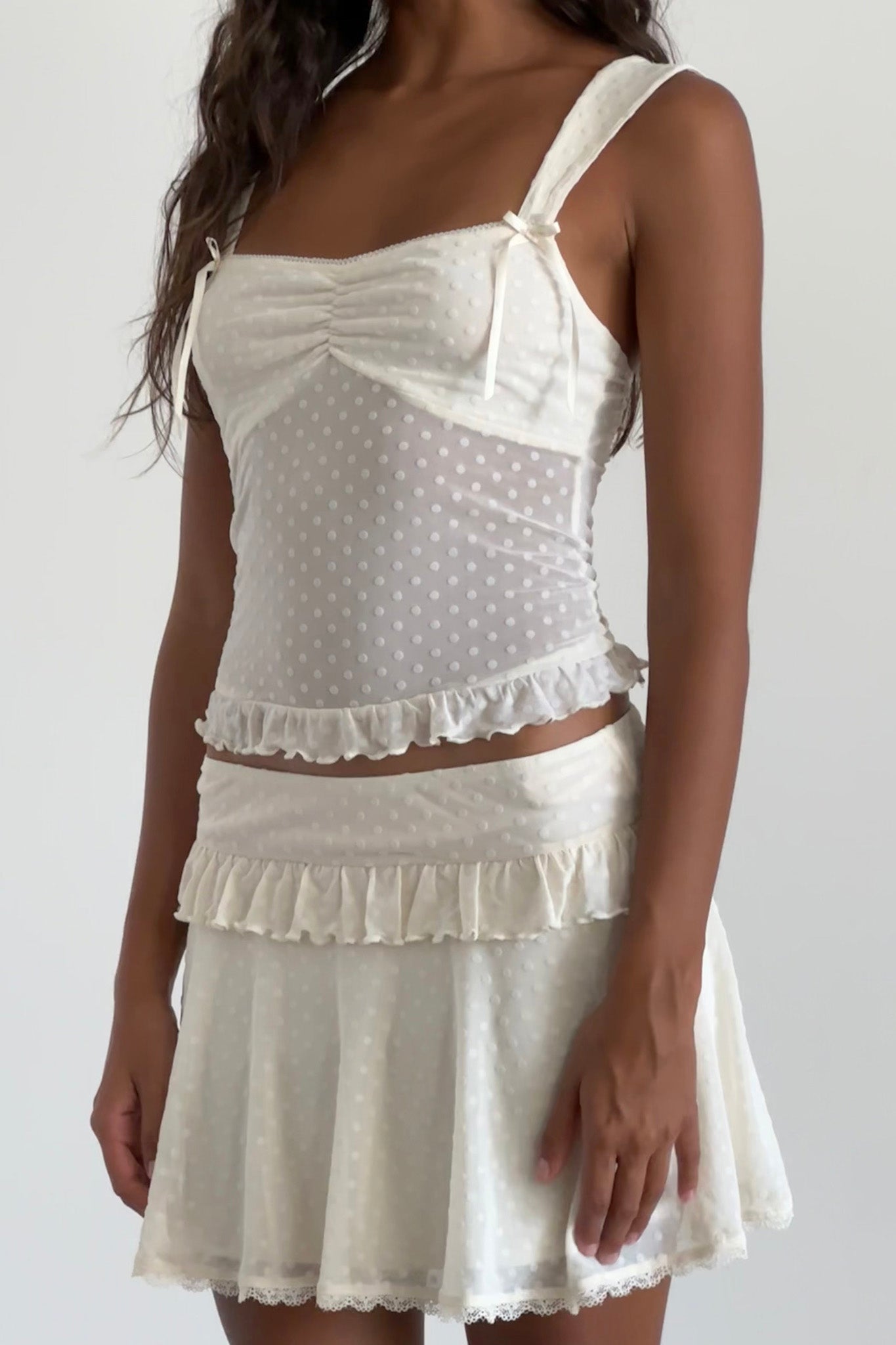 Bartila Top In Ivory Polka Flock by Selfie Leslie Australia
