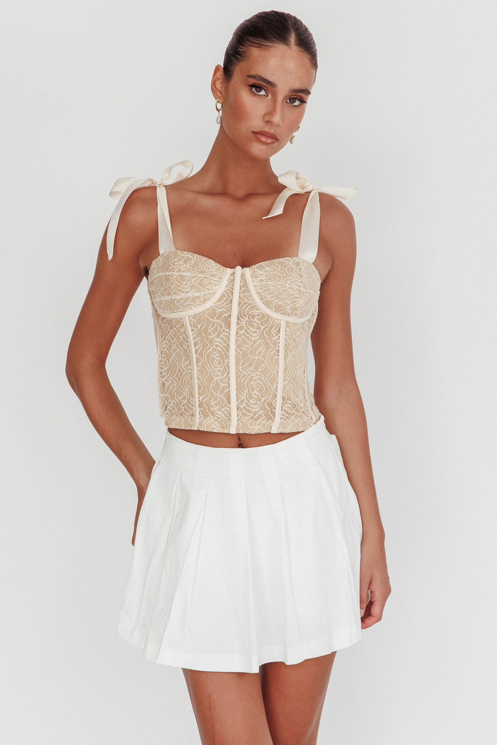 Rori Pleated Skirt Off White by Selfie Leslie Australia
