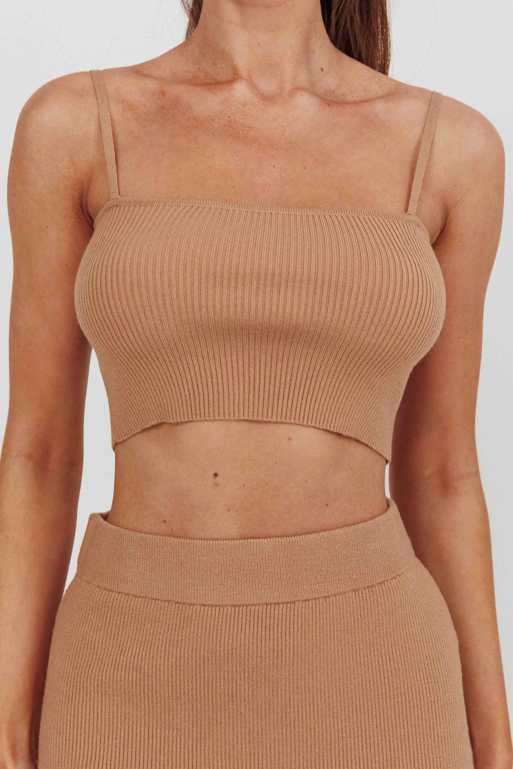 Loverboy Cropped Ribbed Cami Top Camel by Selfie Leslie Australia