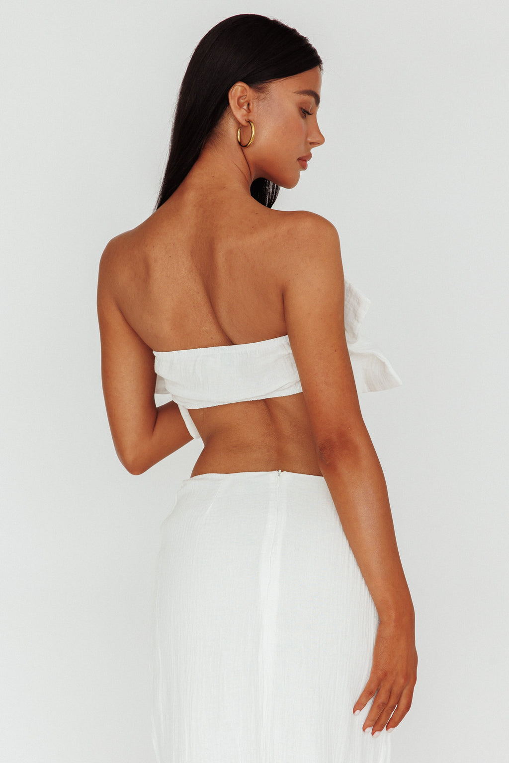 So Fine Ruffle Crop Top Off White by Selfie Leslie Australia