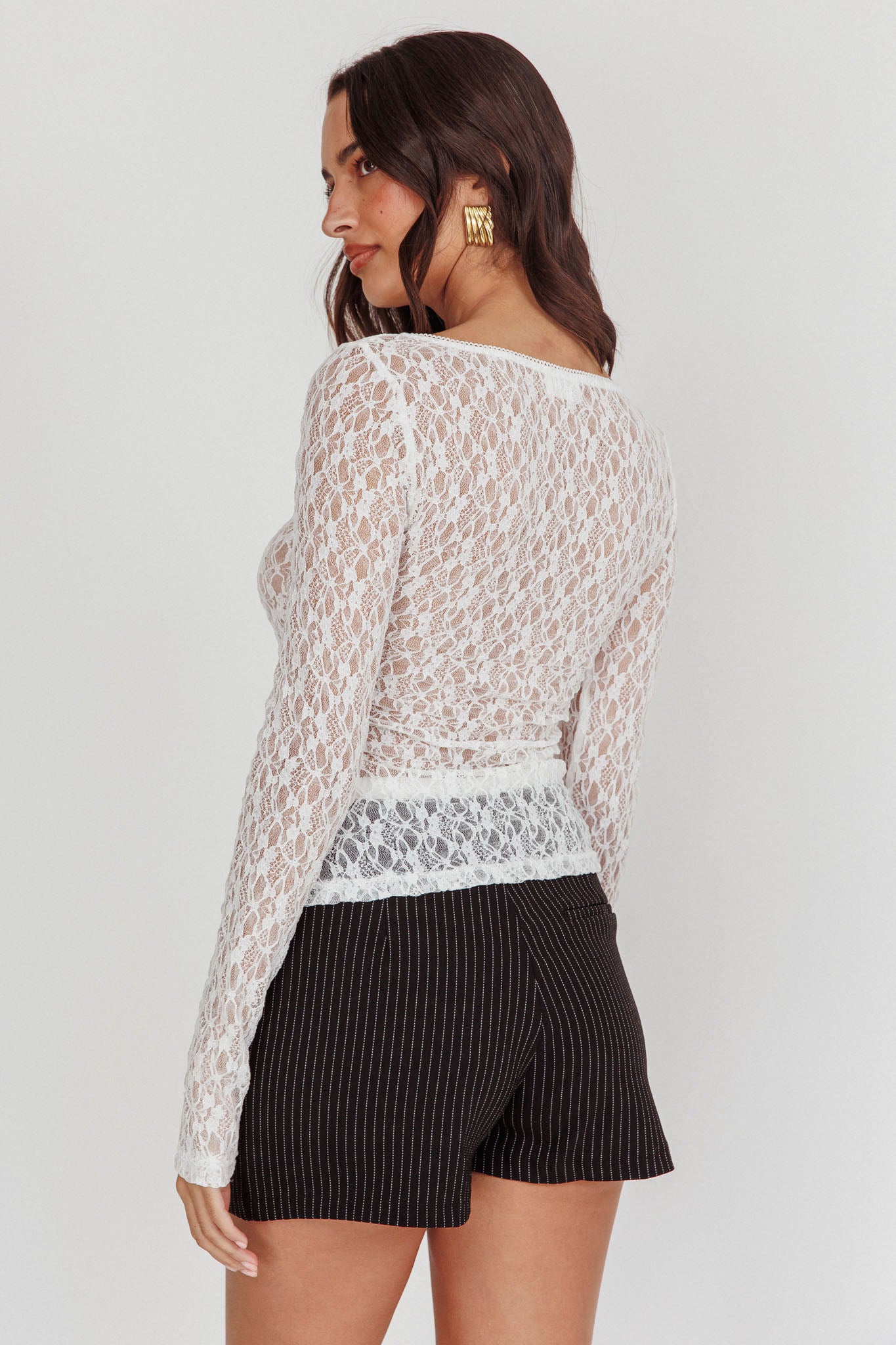 Starlit Sheer Lace Top White by Selfie Leslie Australia