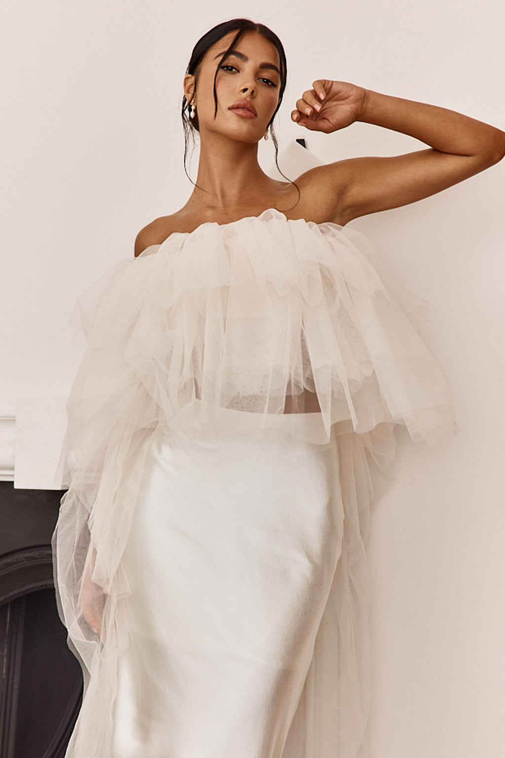 This Is Love Layered Tulle Crop Top Cream by Selfie Leslie Australia