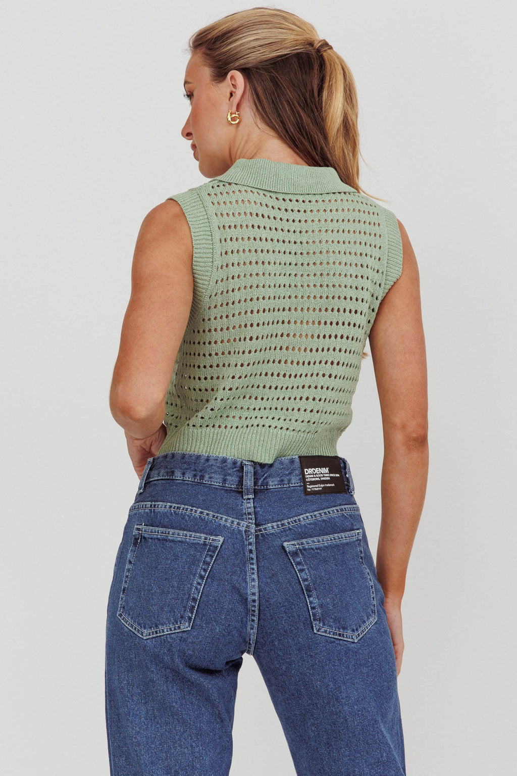 Daithi Collared Sleeveless Knit Top Mint by Selfie Leslie Australia