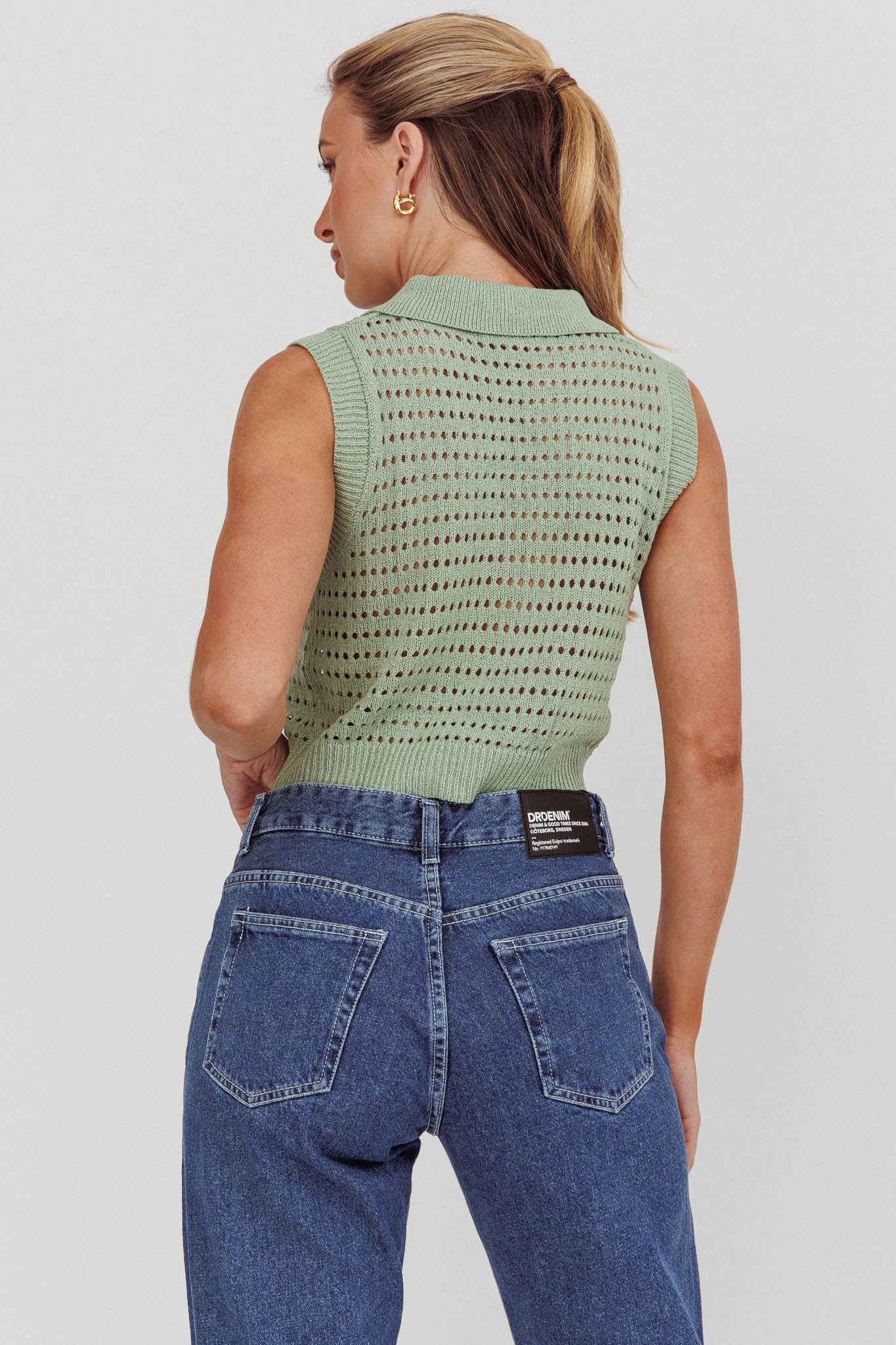 Daithi Collared Sleeveless Knit Top Mint by Selfie Leslie Australia