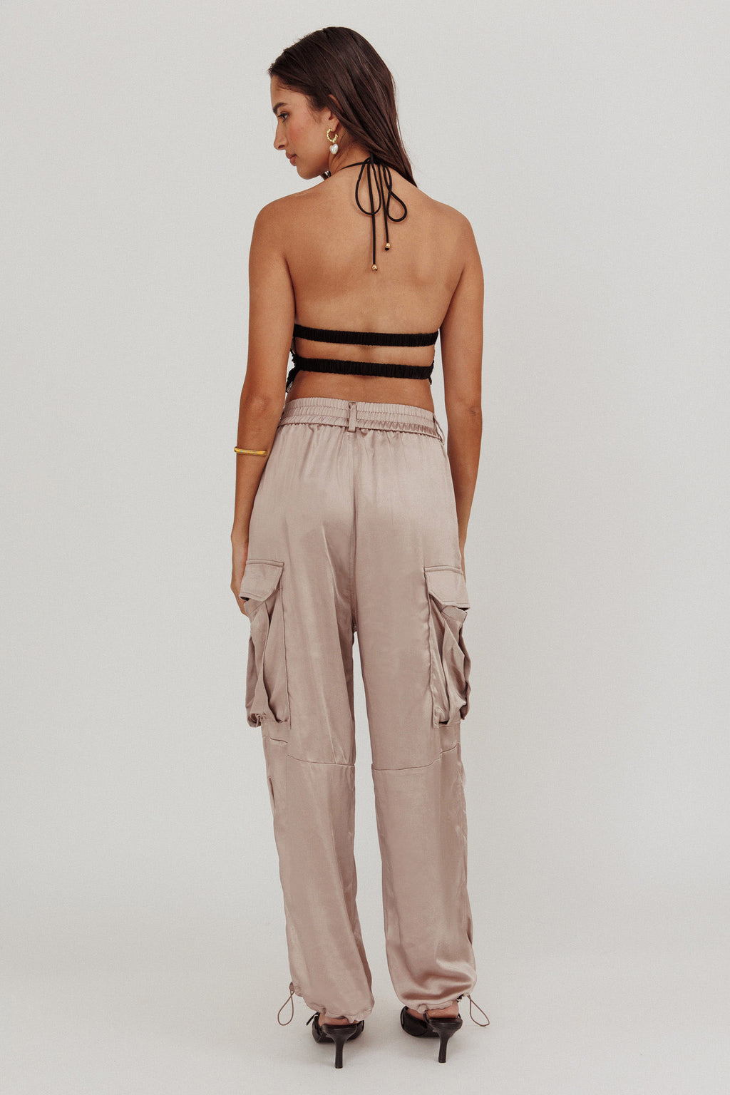 Betty Satin Cargo Pant Mink by Selfie Leslie Australia