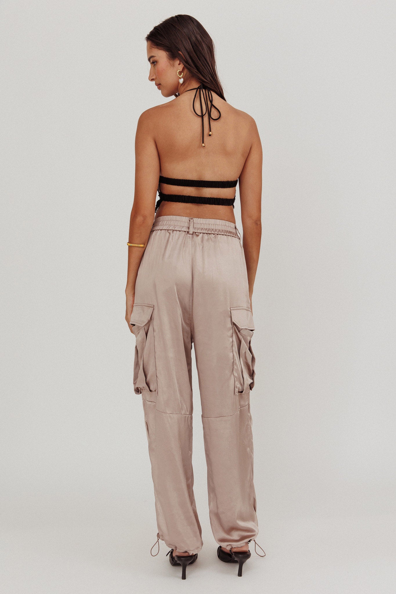 Betty Satin Cargo Pant Mink by Selfie Leslie Australia