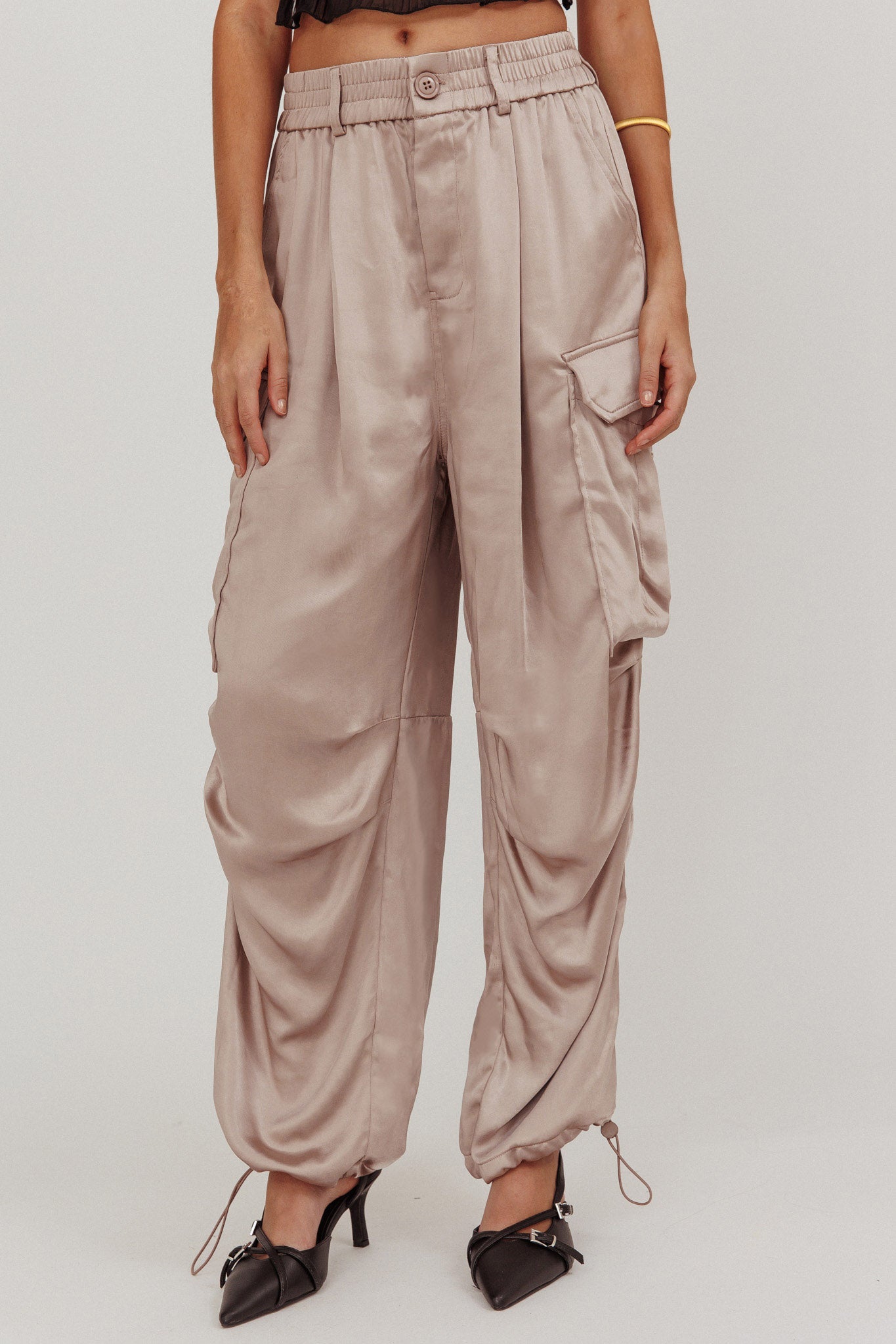 Betty Satin Cargo Pant Mink by Selfie Leslie Australia