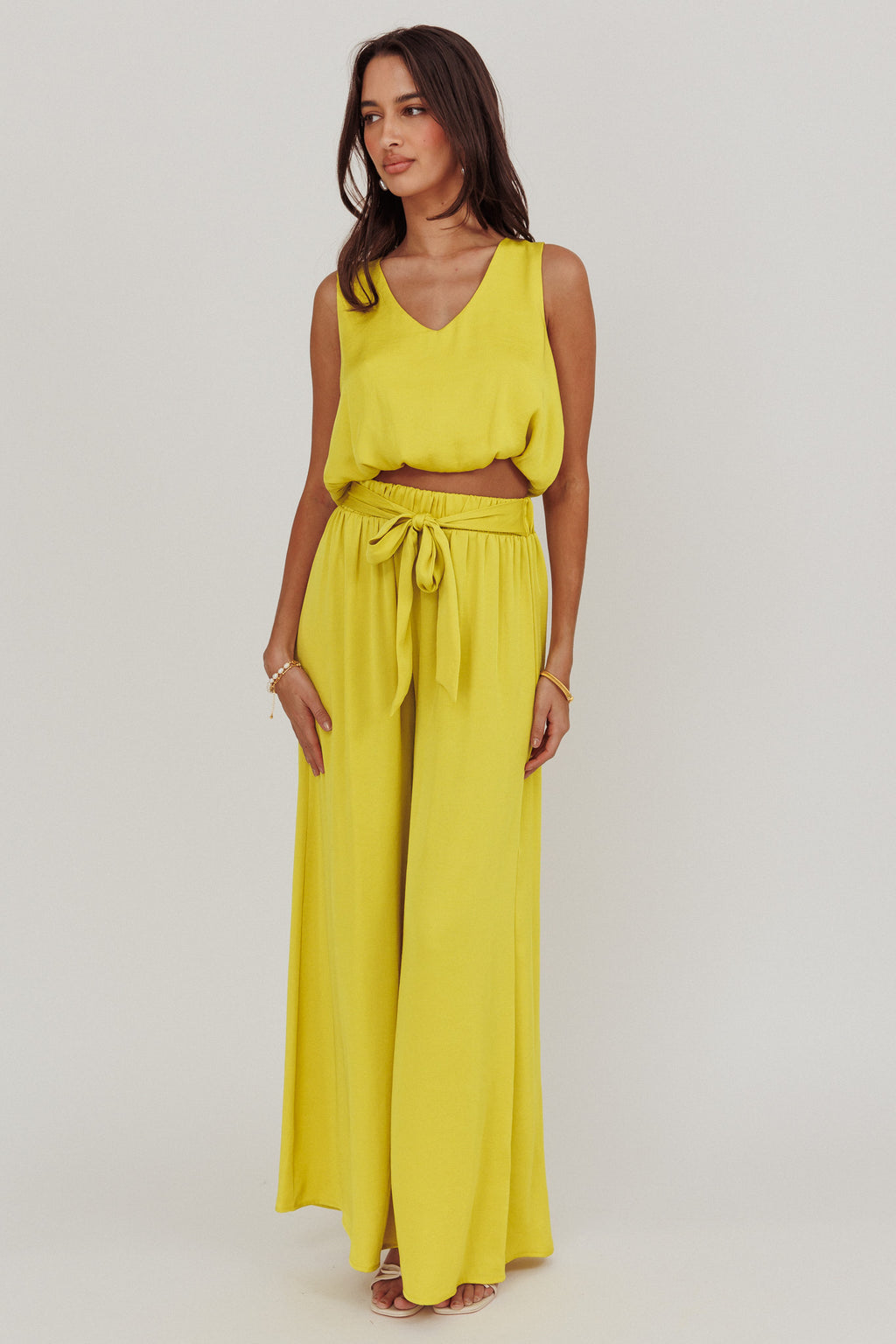 Mariposa Wide Leg Pant Chartreuse by Selfie Leslie Australia