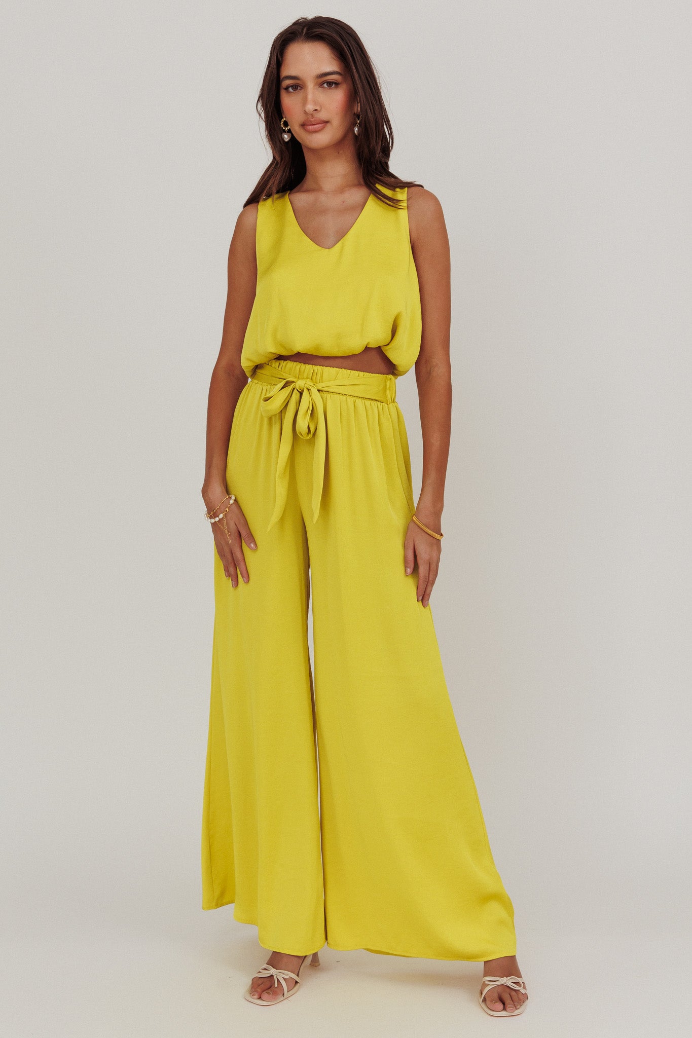 Mariposa Wide Leg Pant Chartreuse by Selfie Leslie Australia