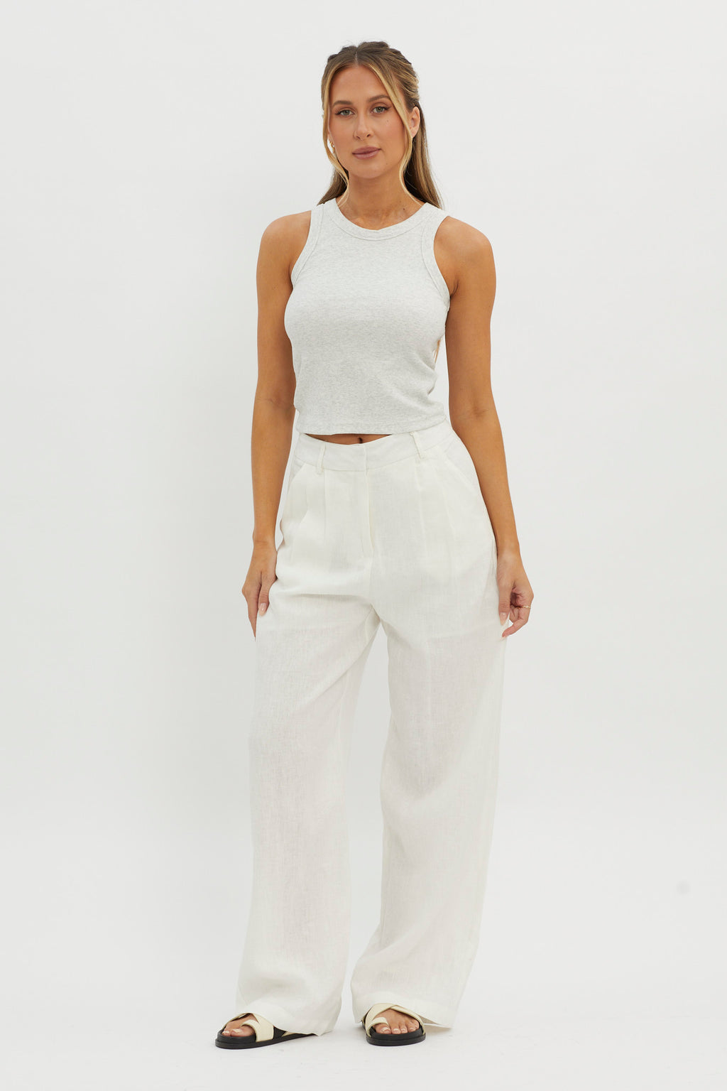 Brooks Crew Neck Ribbed Top Grey by Selfie Leslie Australia