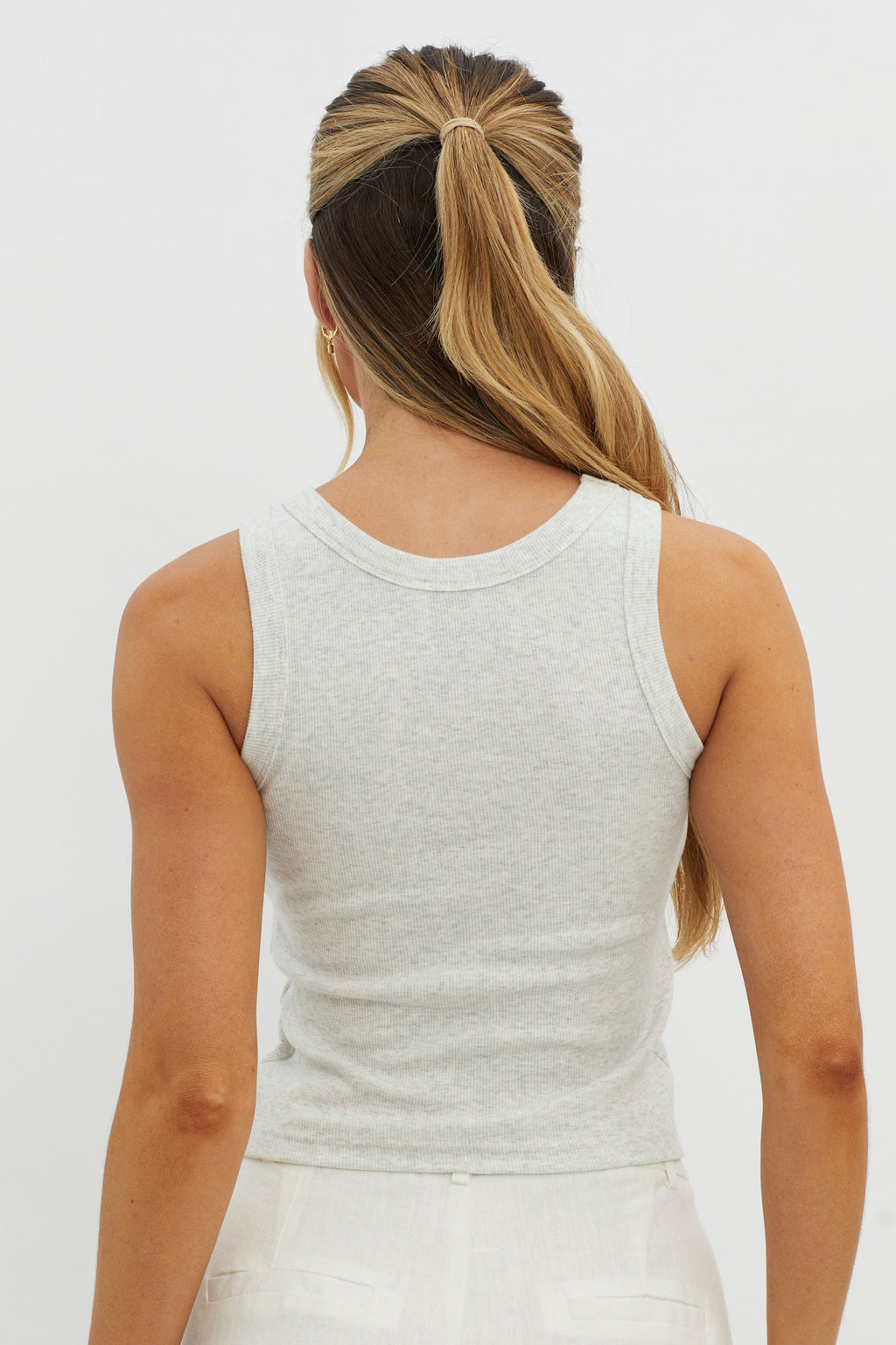 Brooks Crew Neck Ribbed Top Grey by Selfie Leslie Australia