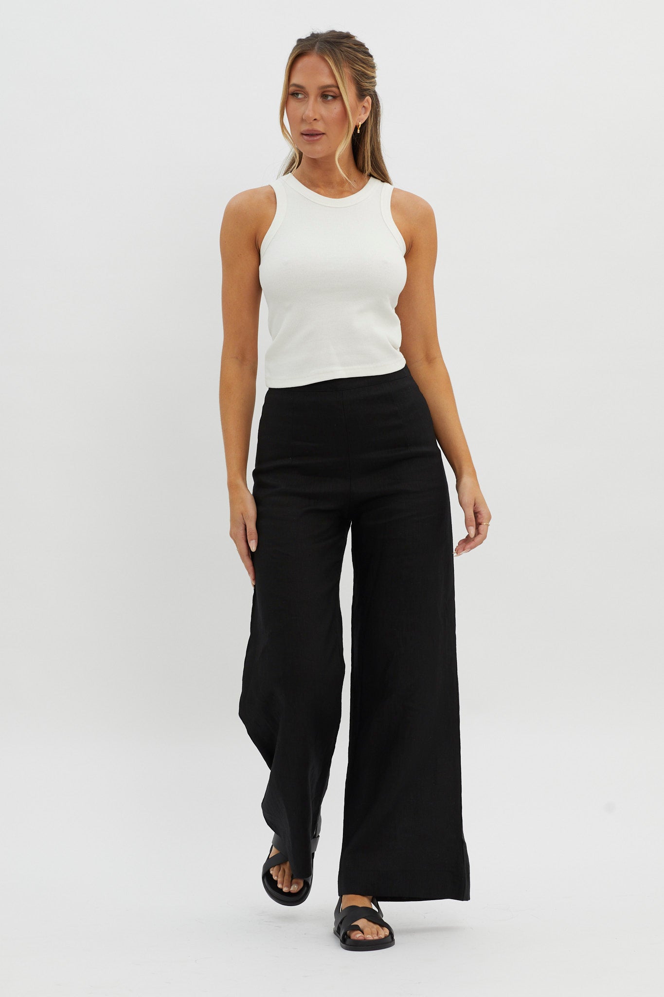 Brooks Crew Neck Ribbed Top White by Selfie Leslie Australia